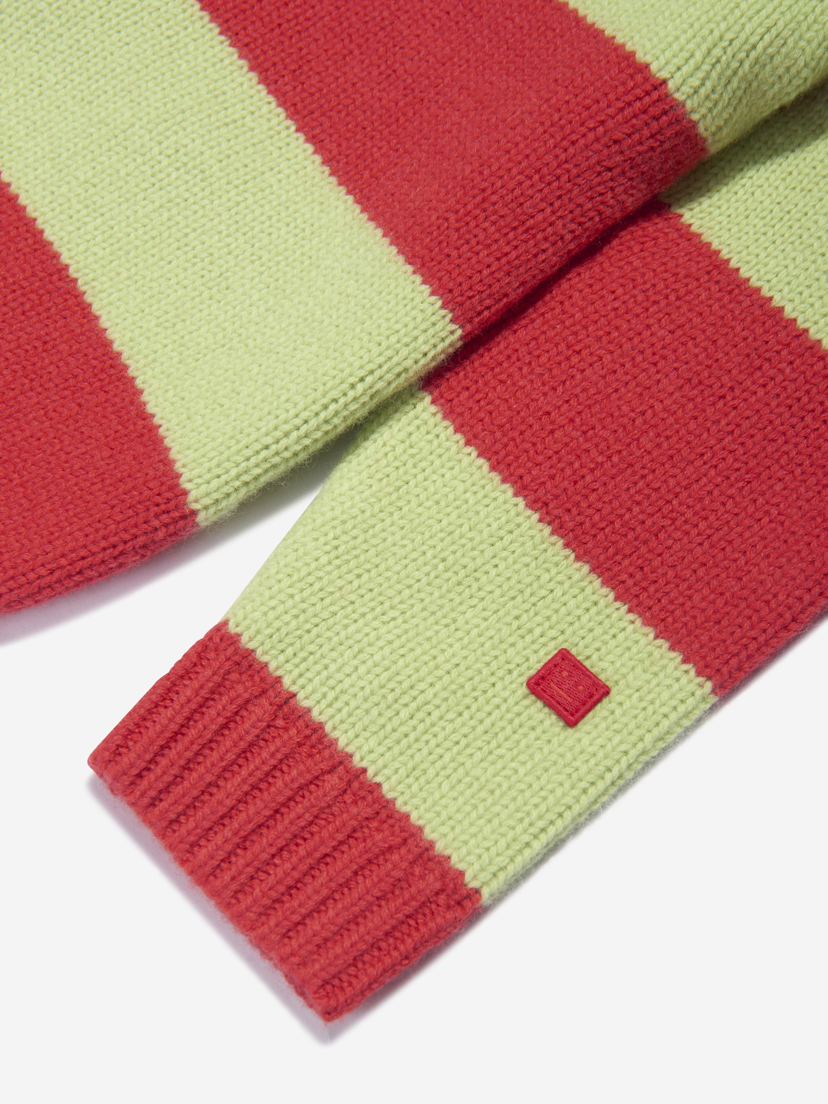 Acne Studios Kids Wool Striped Face Logo Jumper in Red