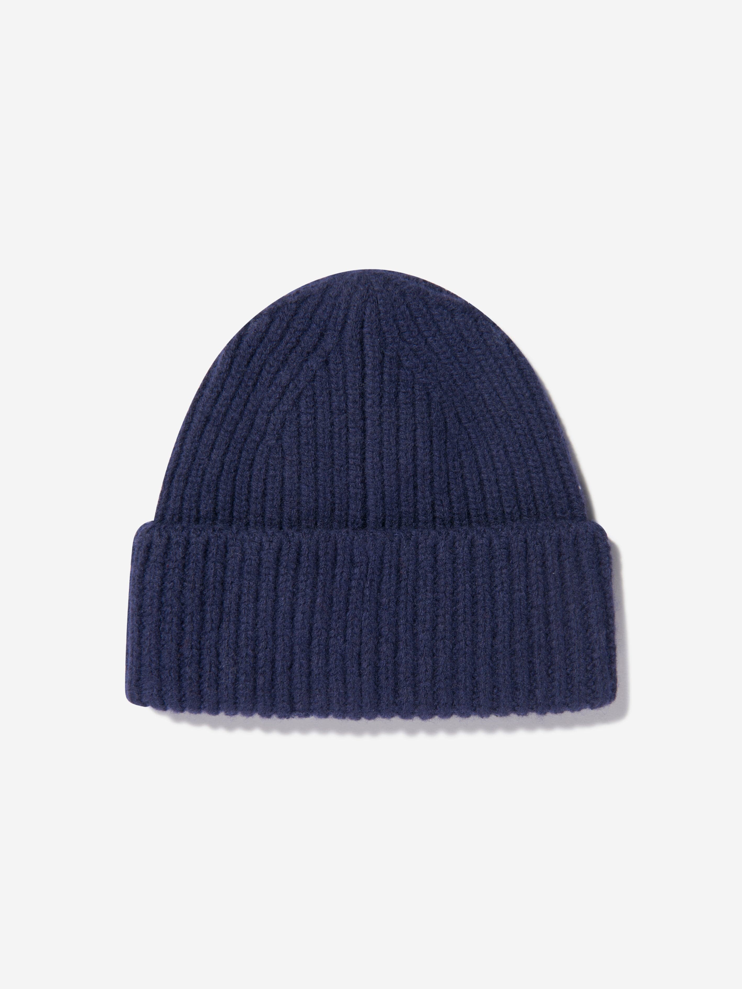 Acne Studios Kids Wool Beanie Hat in Navy