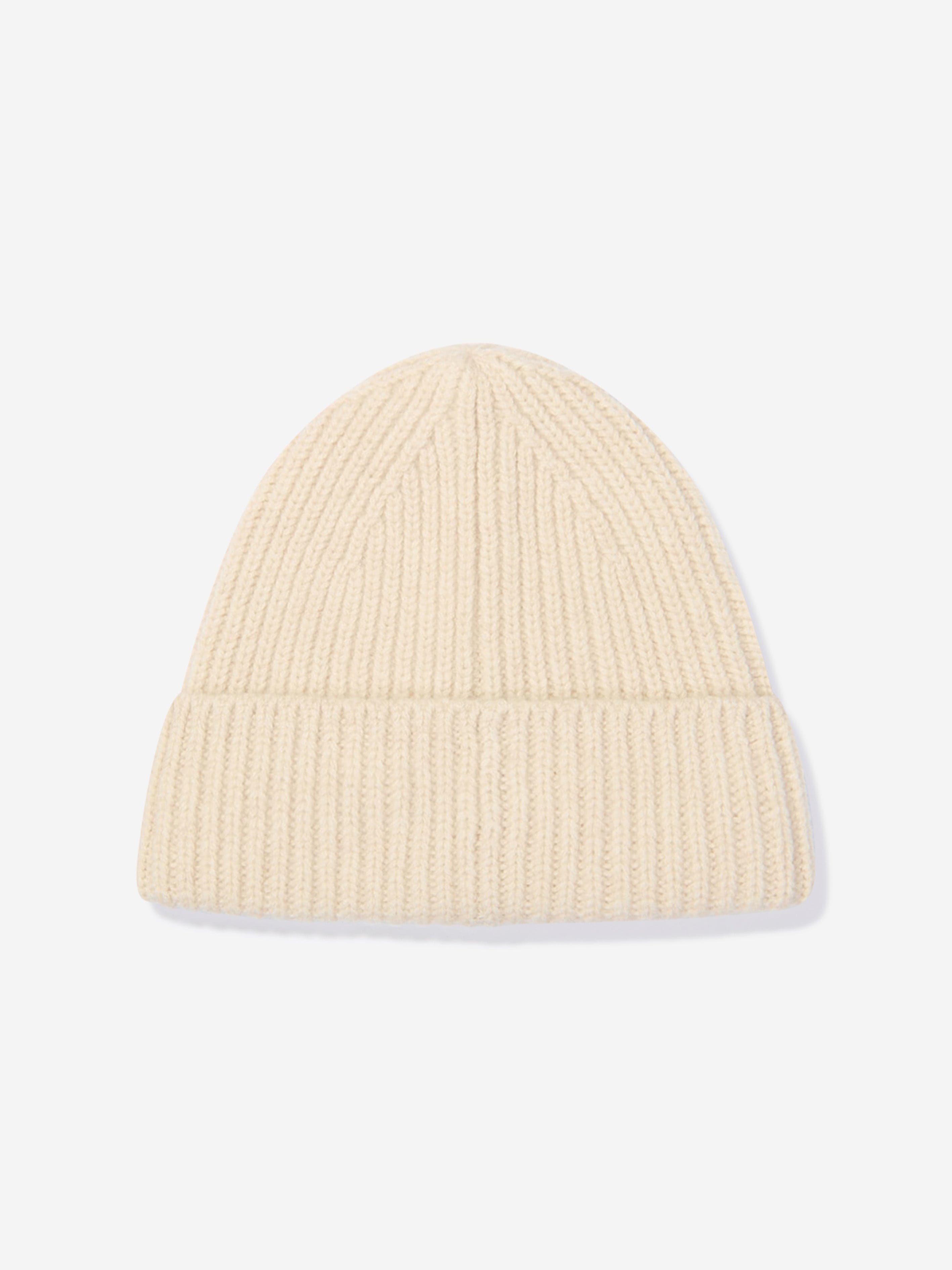 Acne Studios Kids Wool Knitted Beanie Hat in Beige