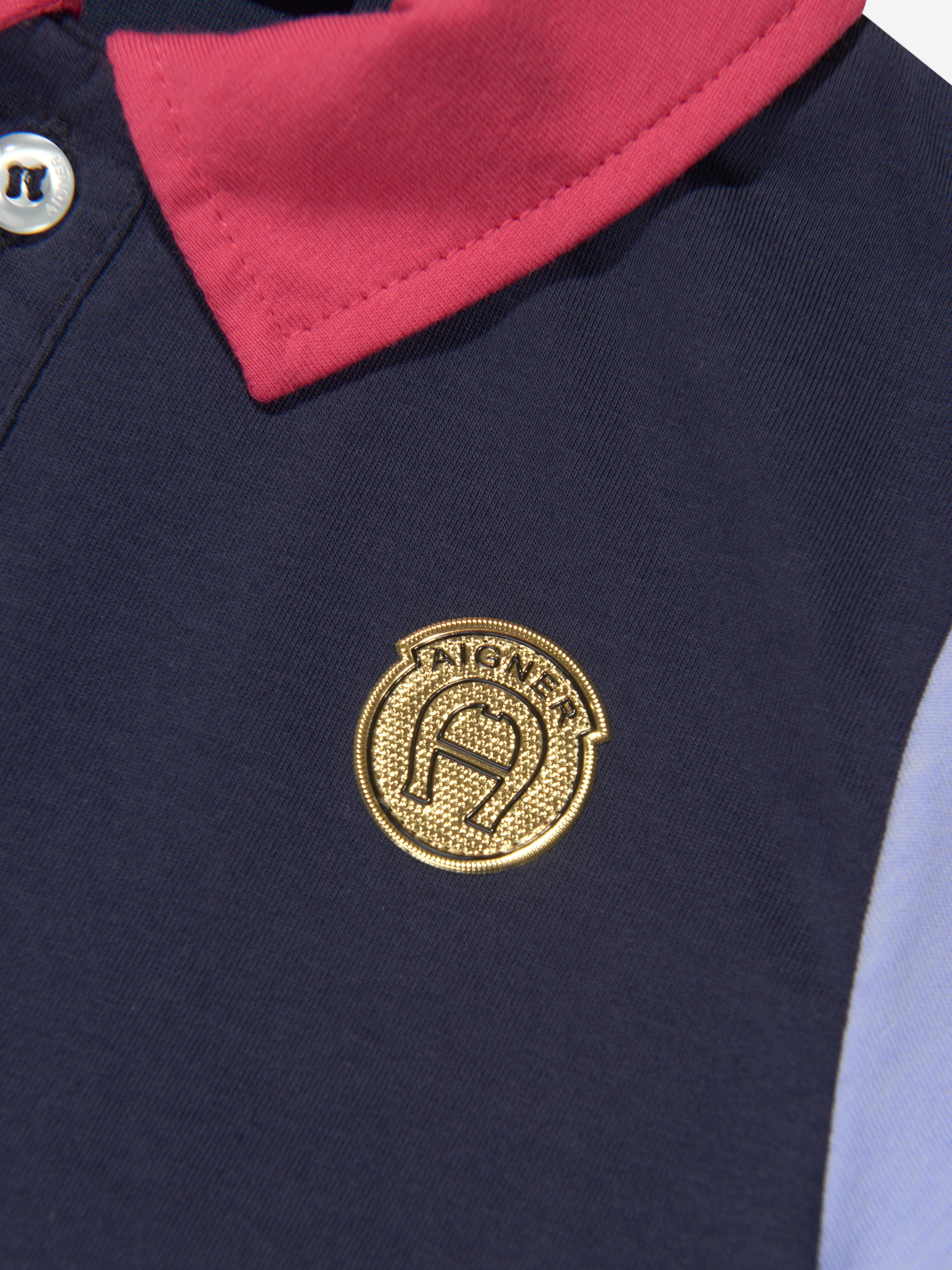 Aigner Boys Logo Polo Shirt in Navy