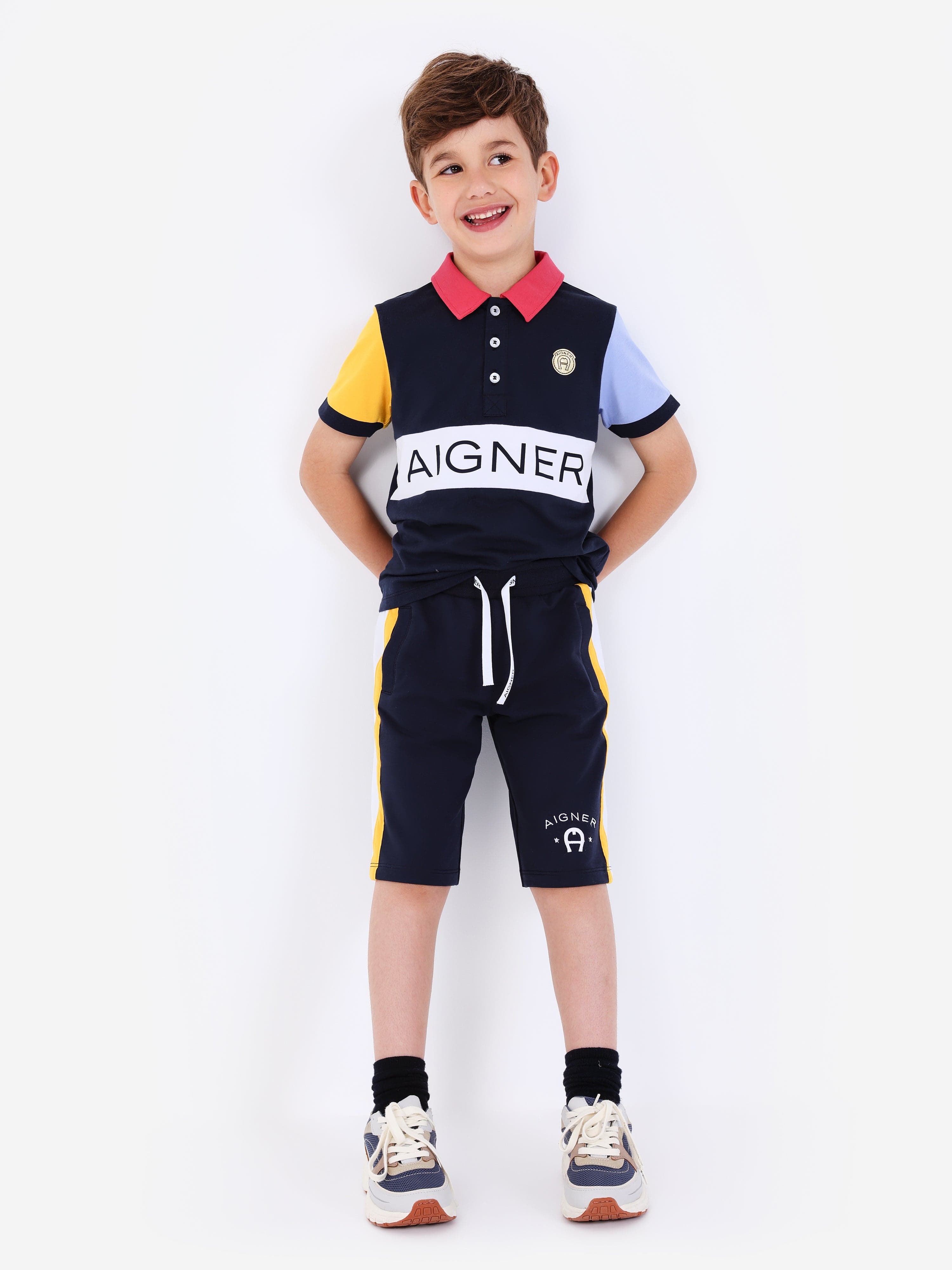 Aigner Boys Logo Polo Shirt in Navy