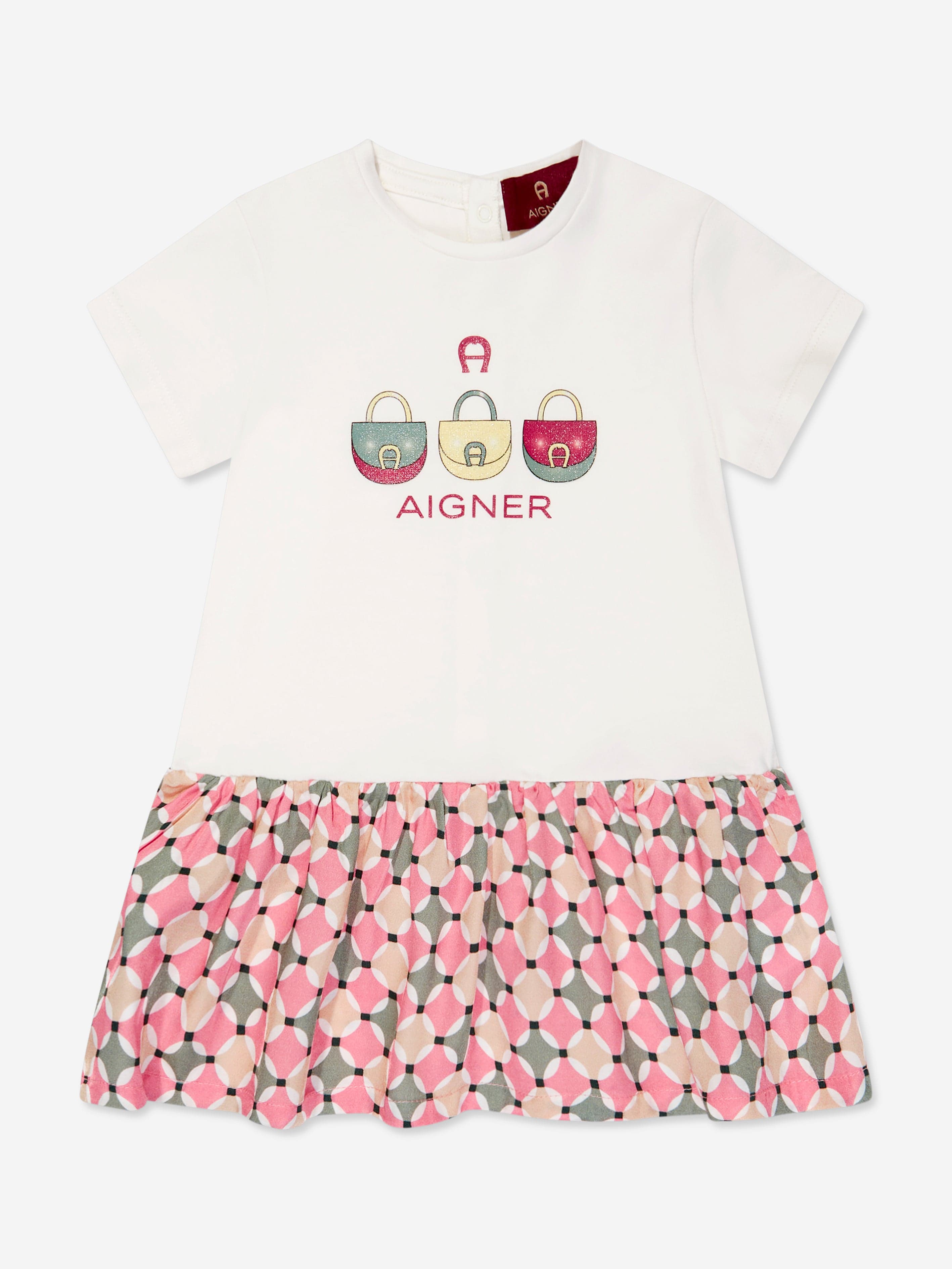 Aigner Baby Girls Logo Dress in Ivory