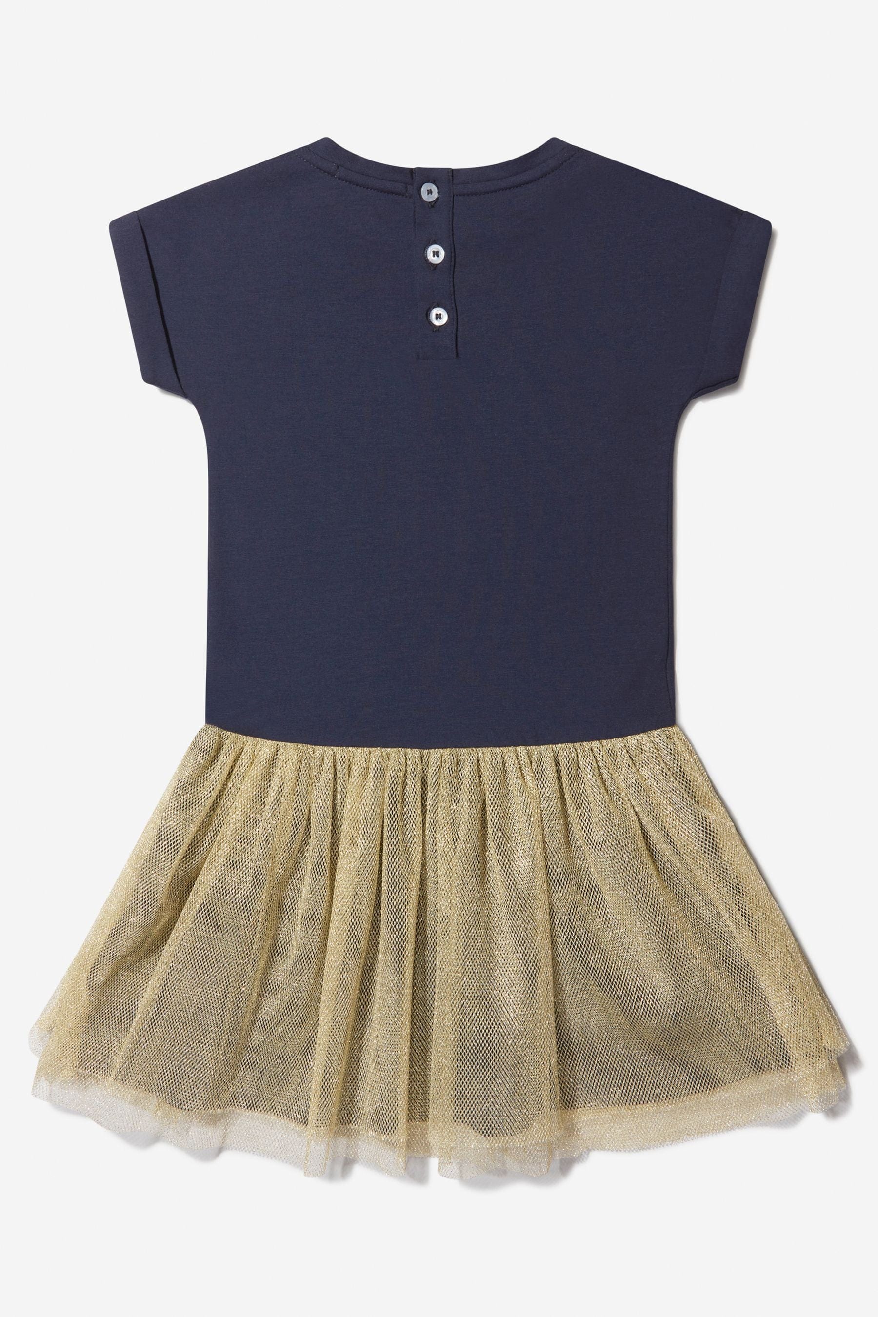 Aigner Girls Cotton And Tulle Logo Dress