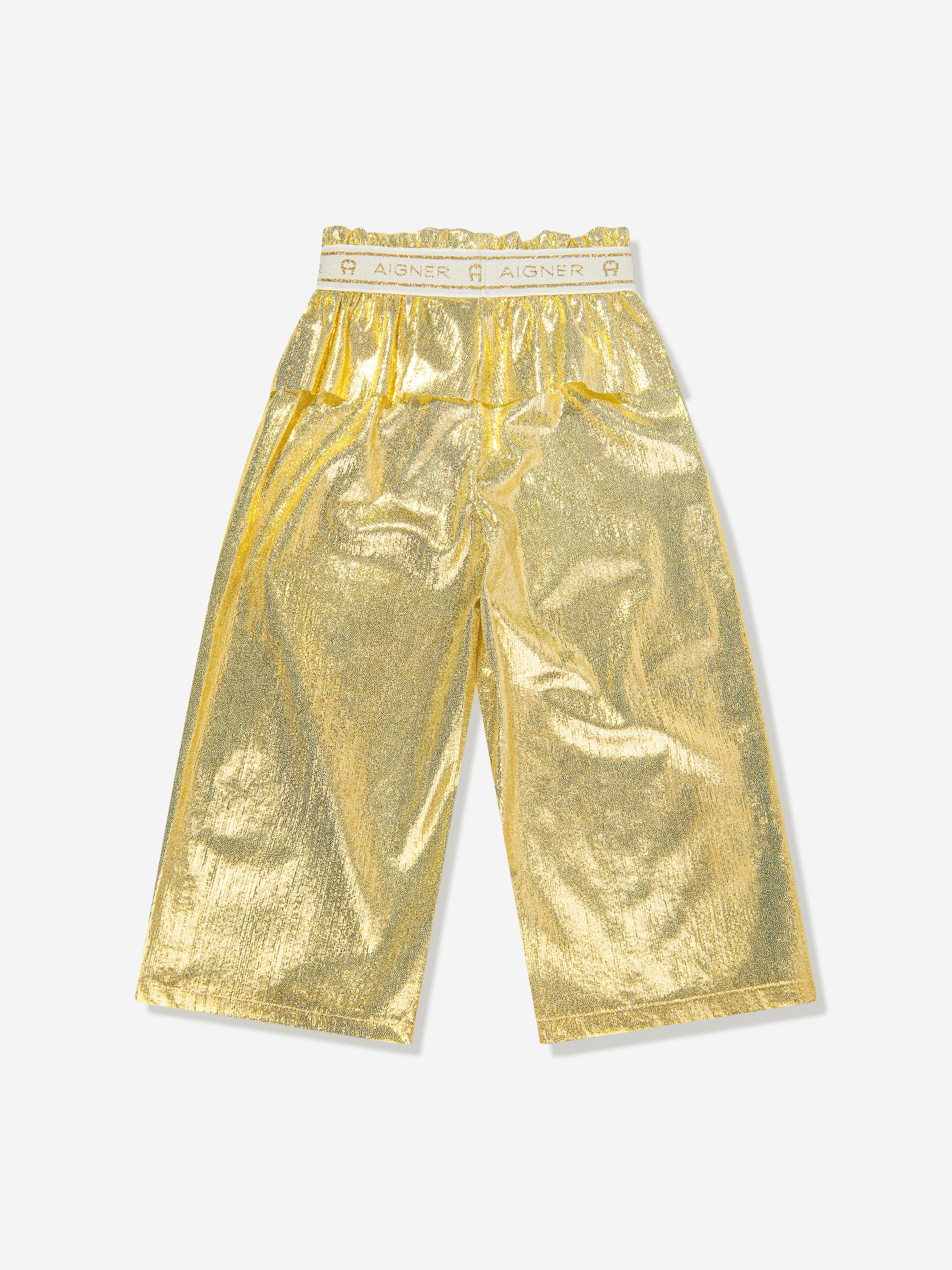 Aigner Girls Metallic Trousers in Gold