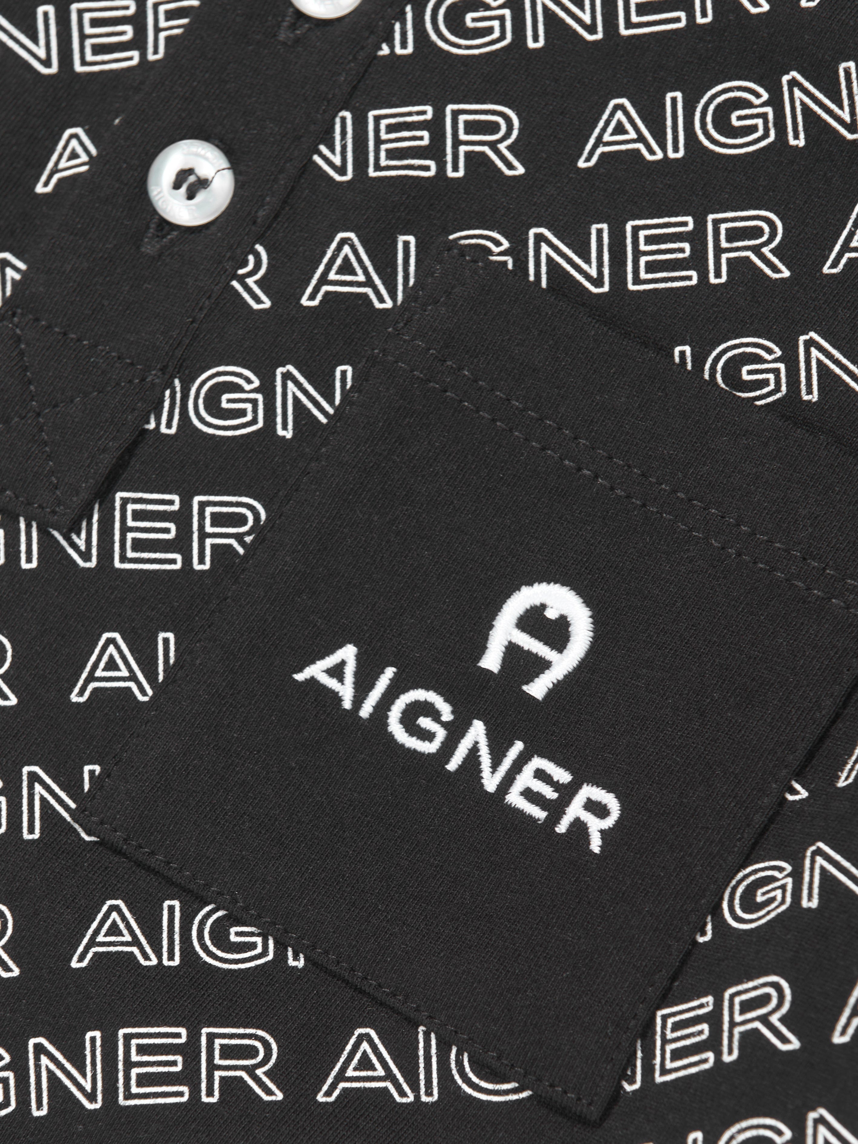 Aigner Boys Logo Print Polo Shirt in Black