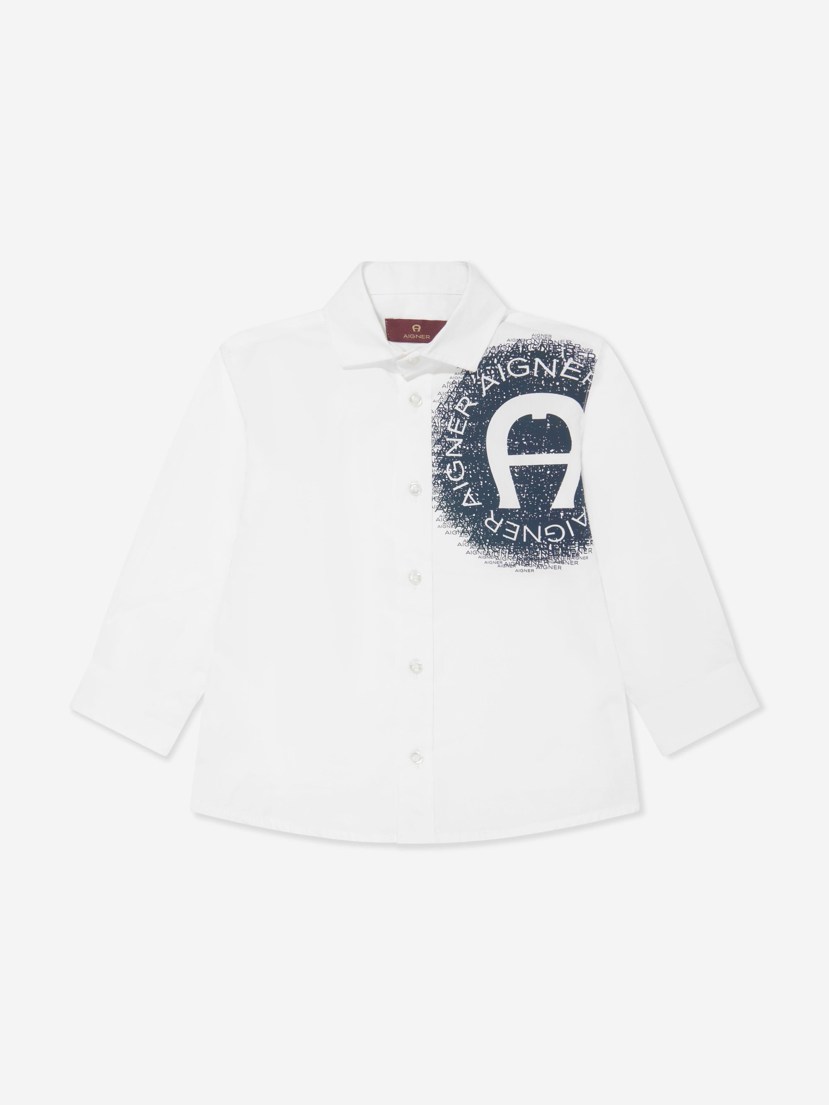 Aigner Boys Logo Print Shirt in White