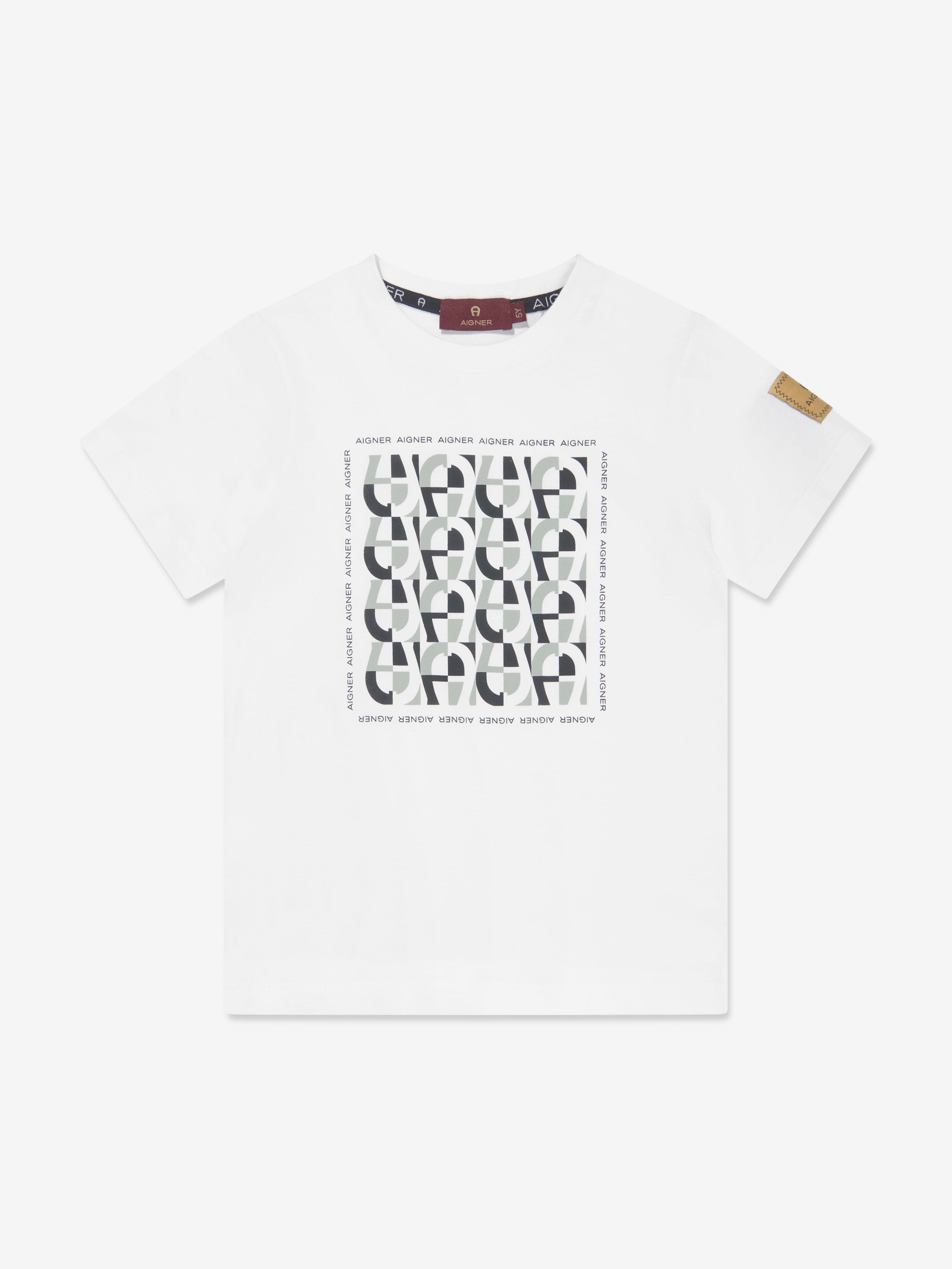 Aigner Boys Logo Print T-Shirt in White