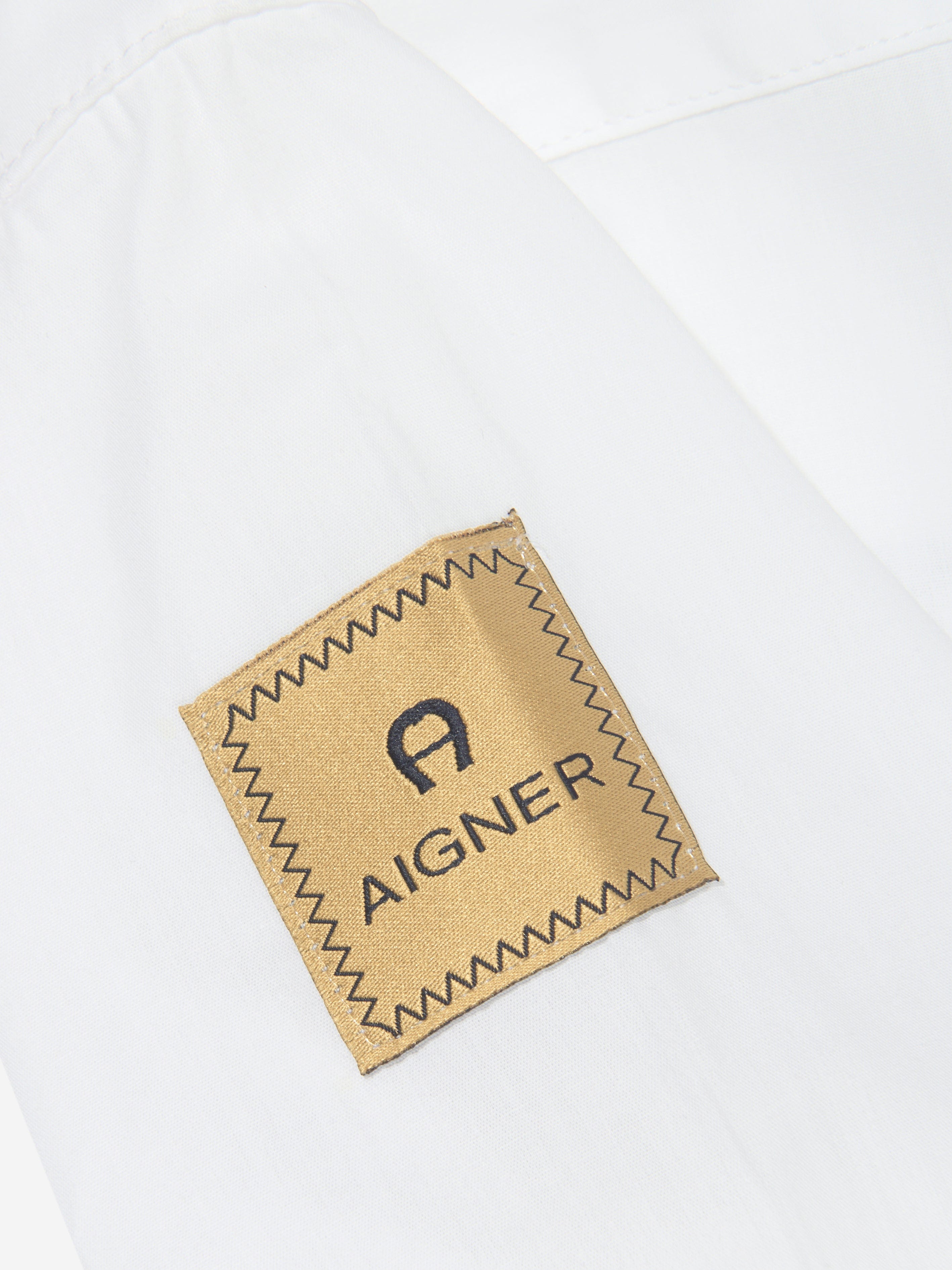 Aigner Boys Logo Print Shirt in White