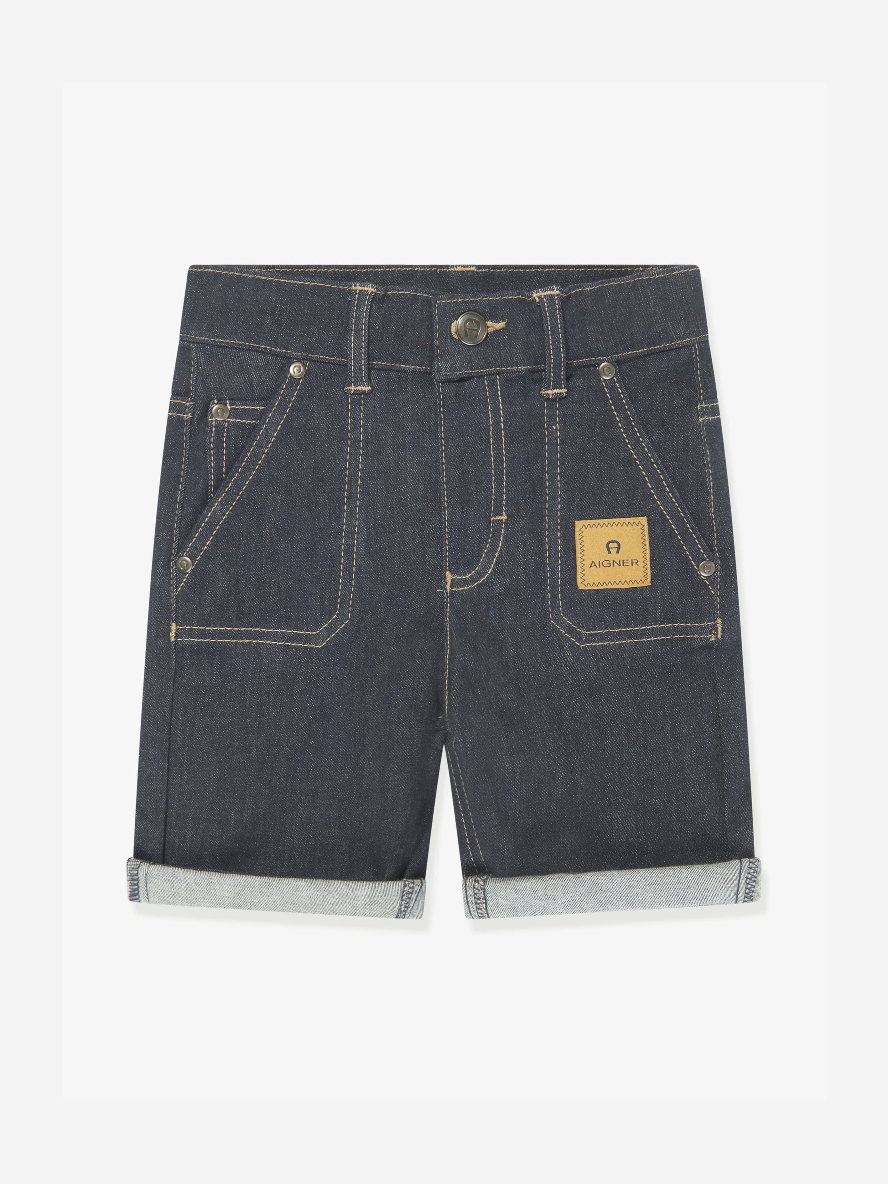 Aigner Boys Stretch Denim Shorts in Blue