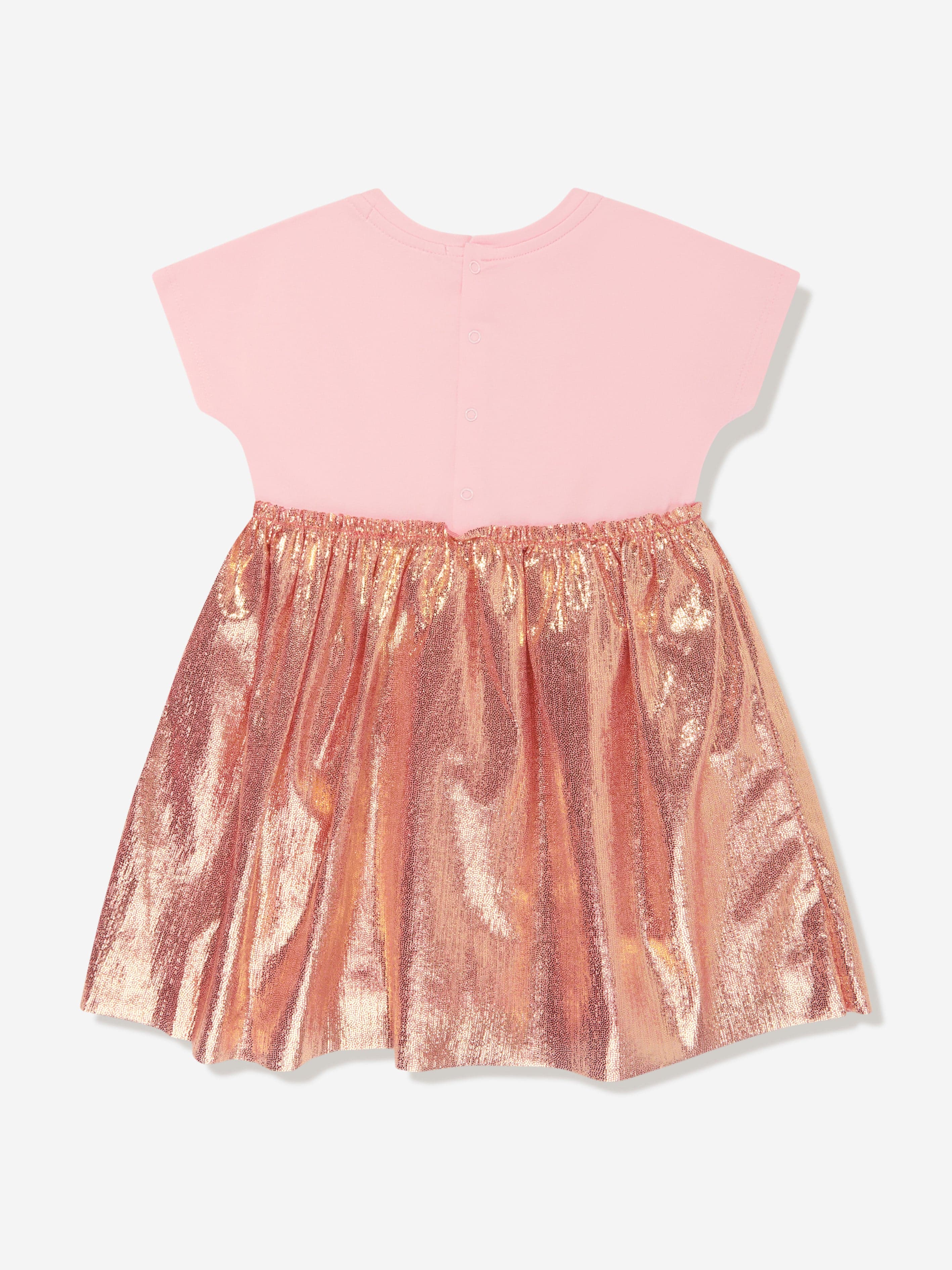 Aigner Baby Girls Metallic Logo Dress in Pink