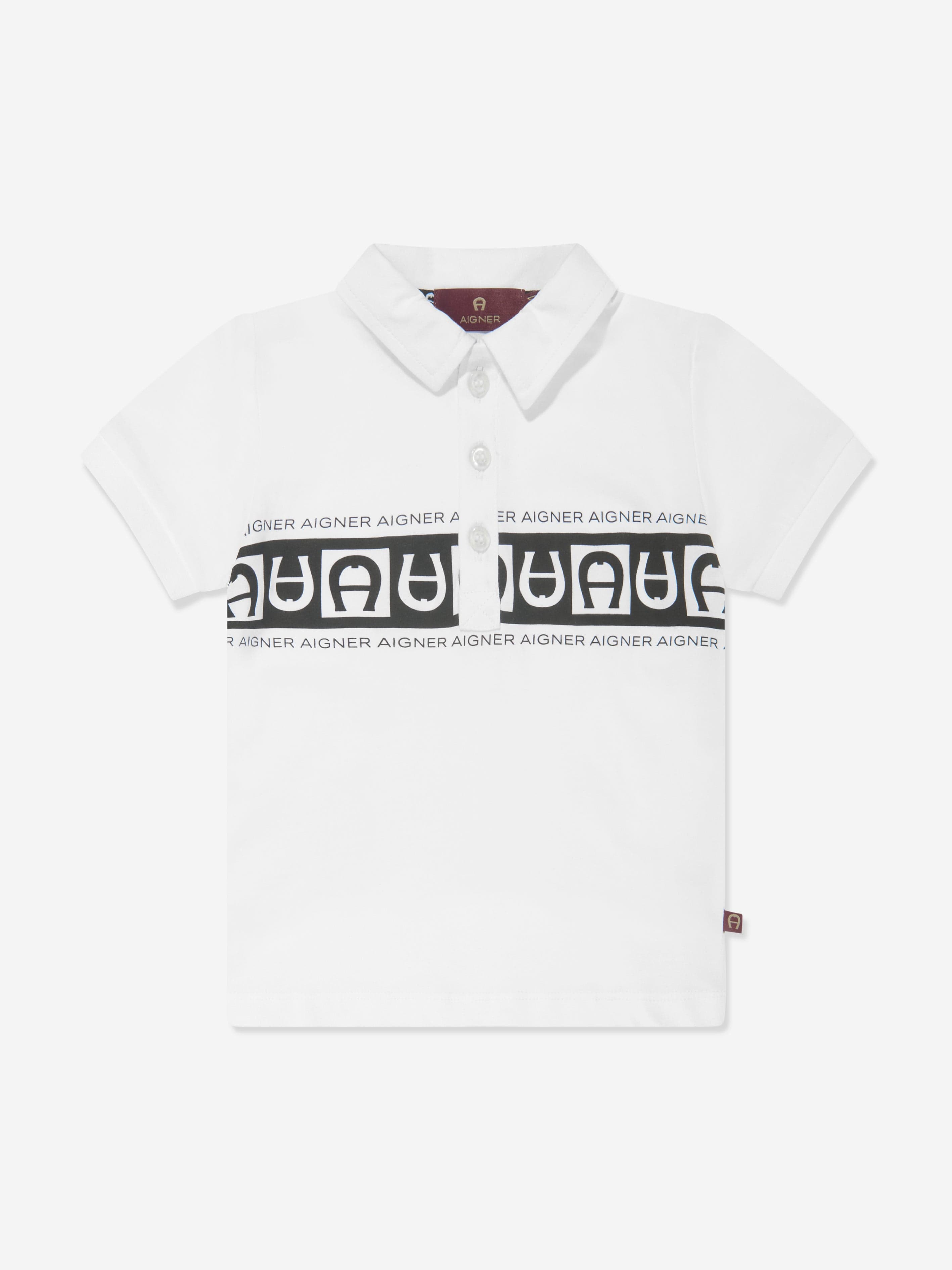 Aigner Baby Boys Logo Print Polo Shirt in White