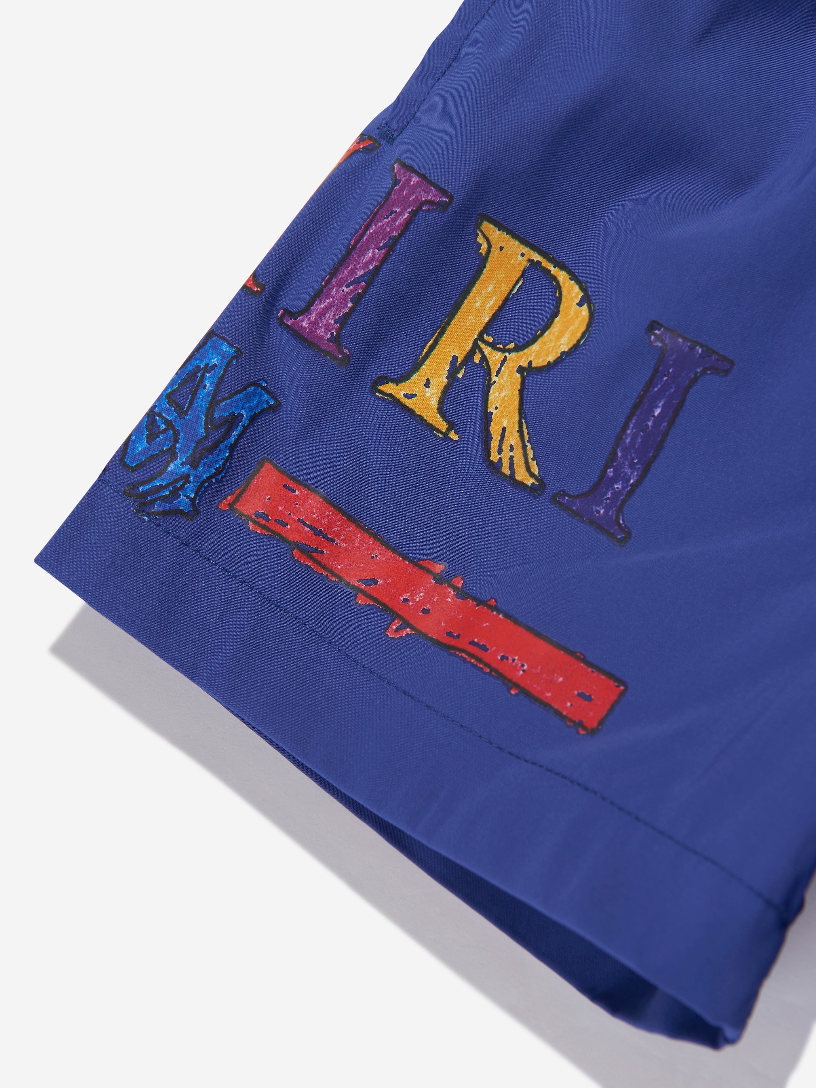 Amiri Boys Rainbow Bar Swim Trunks in Blue