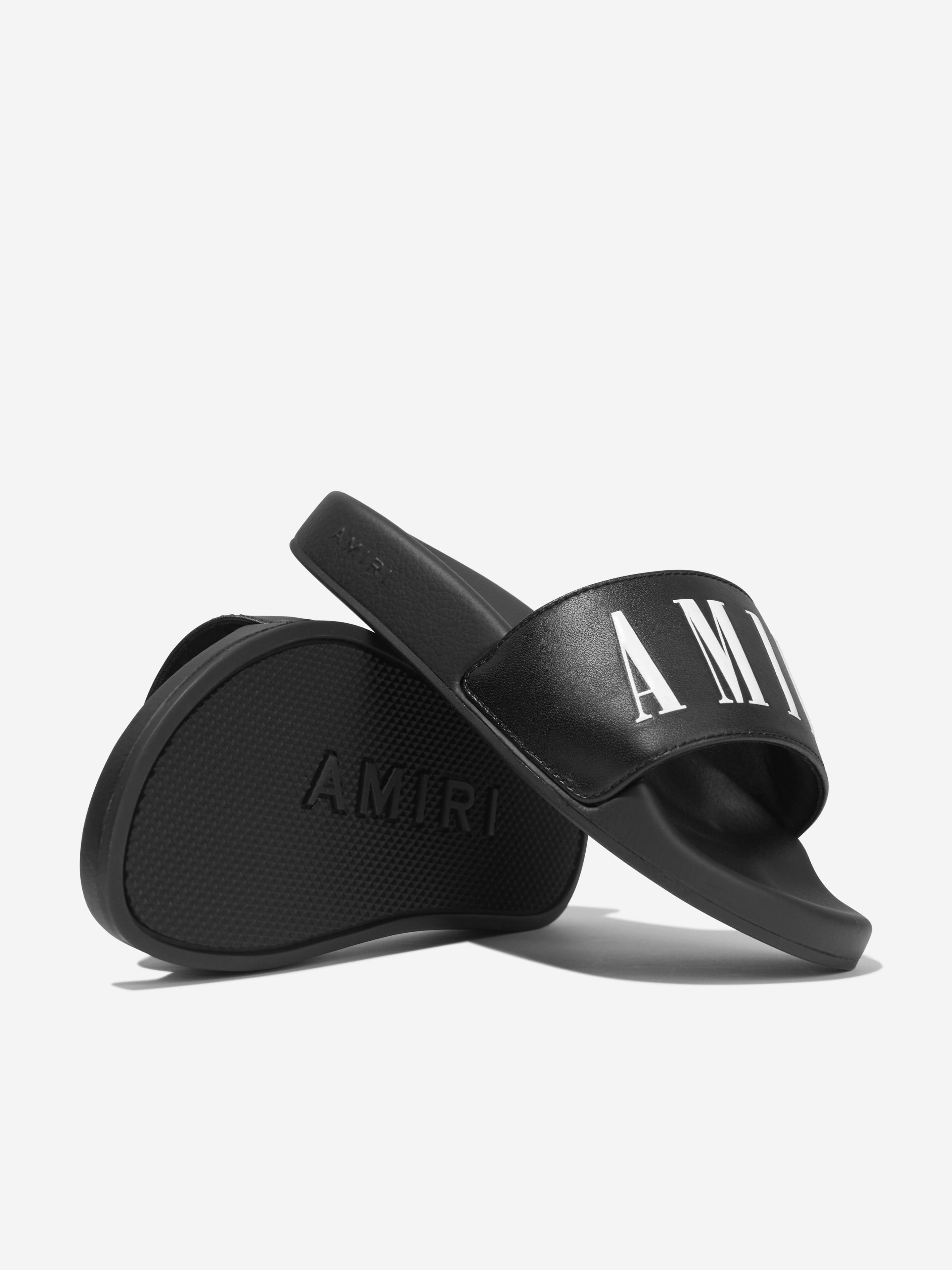 Amiri Kids Logo Sliders in Black