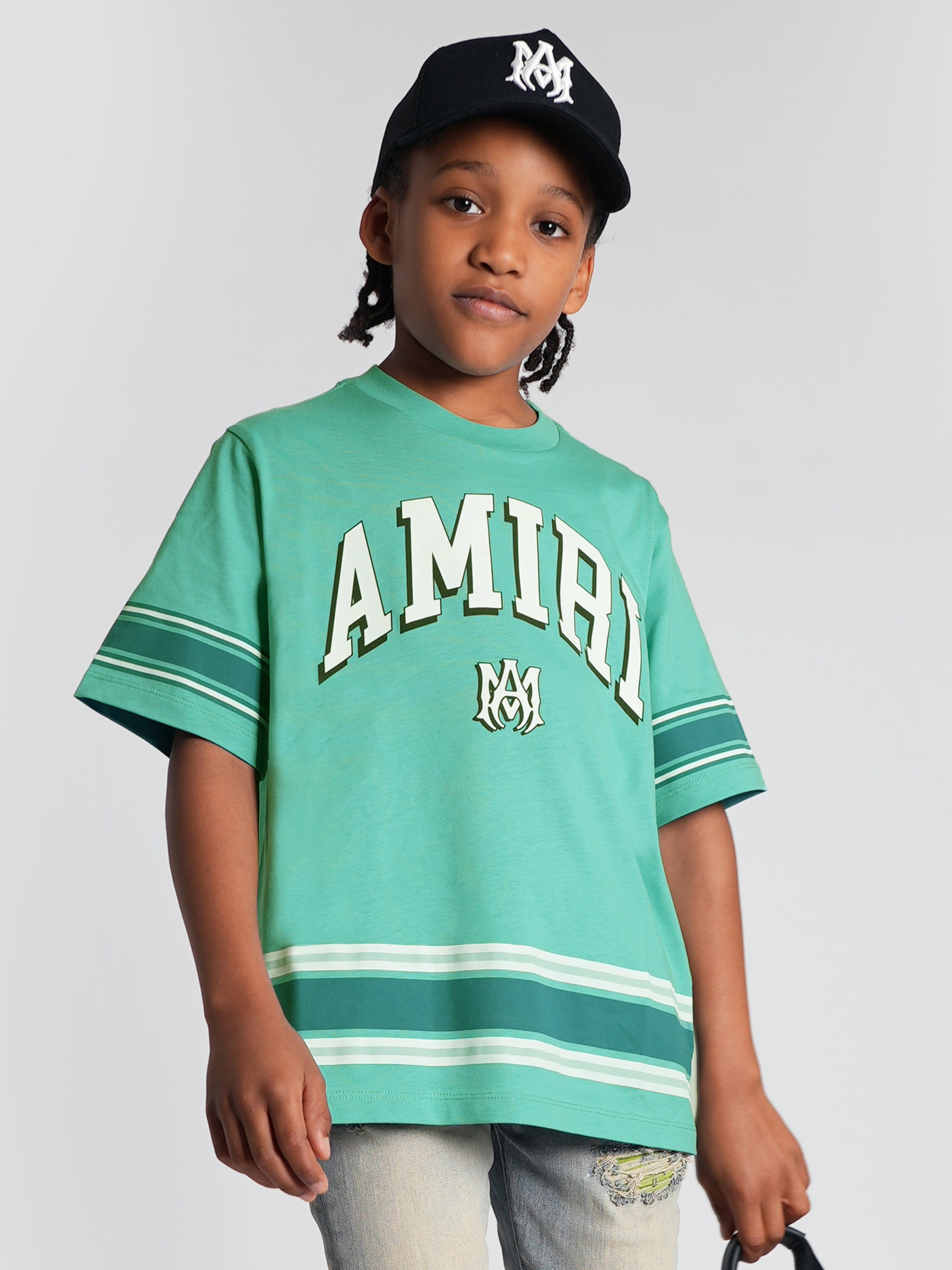 Amiri Kids Logo Stripe T-Shirt in Blue