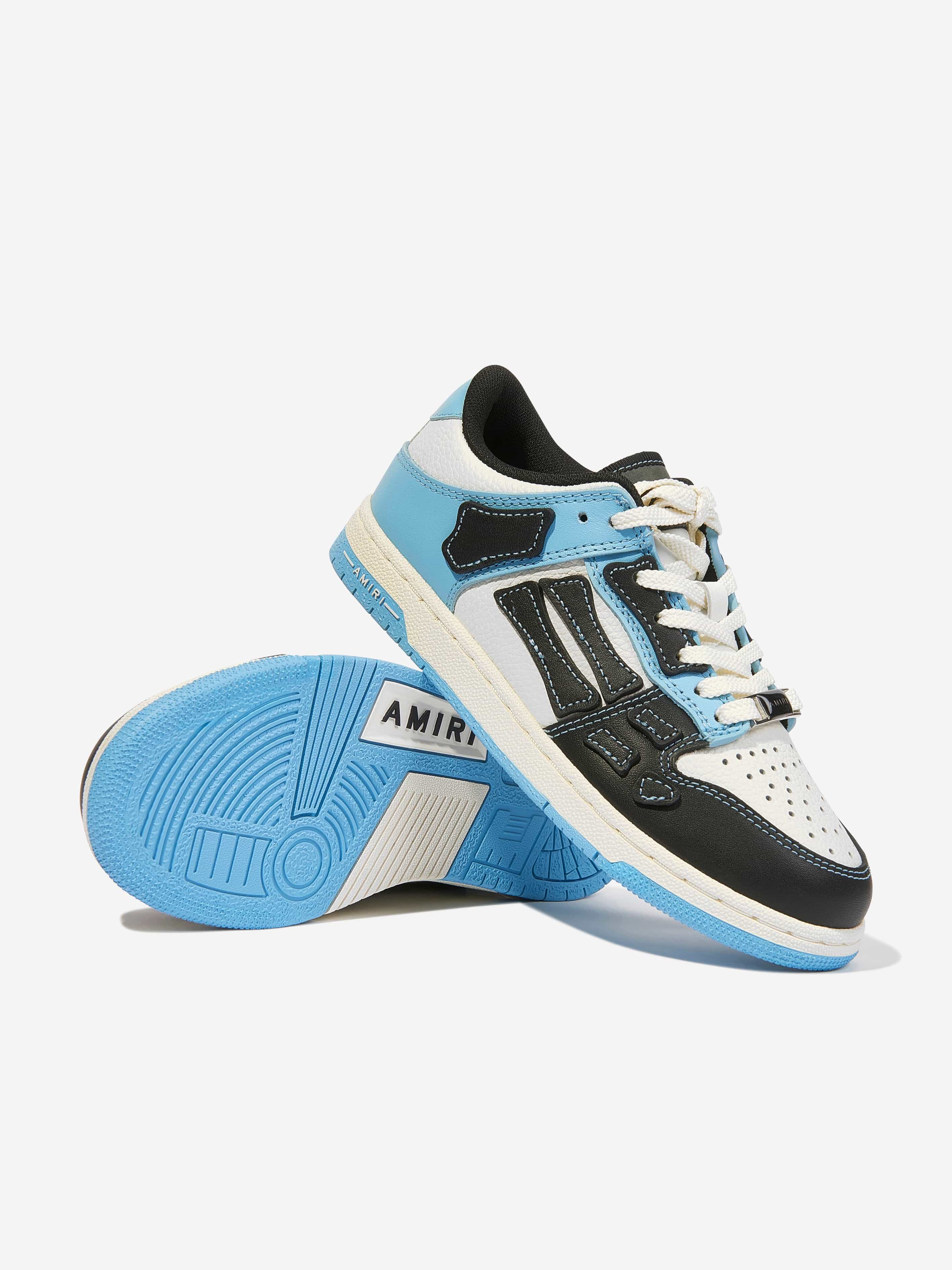 Amiri Boys Leather Skeltop Low Trainers in Blue