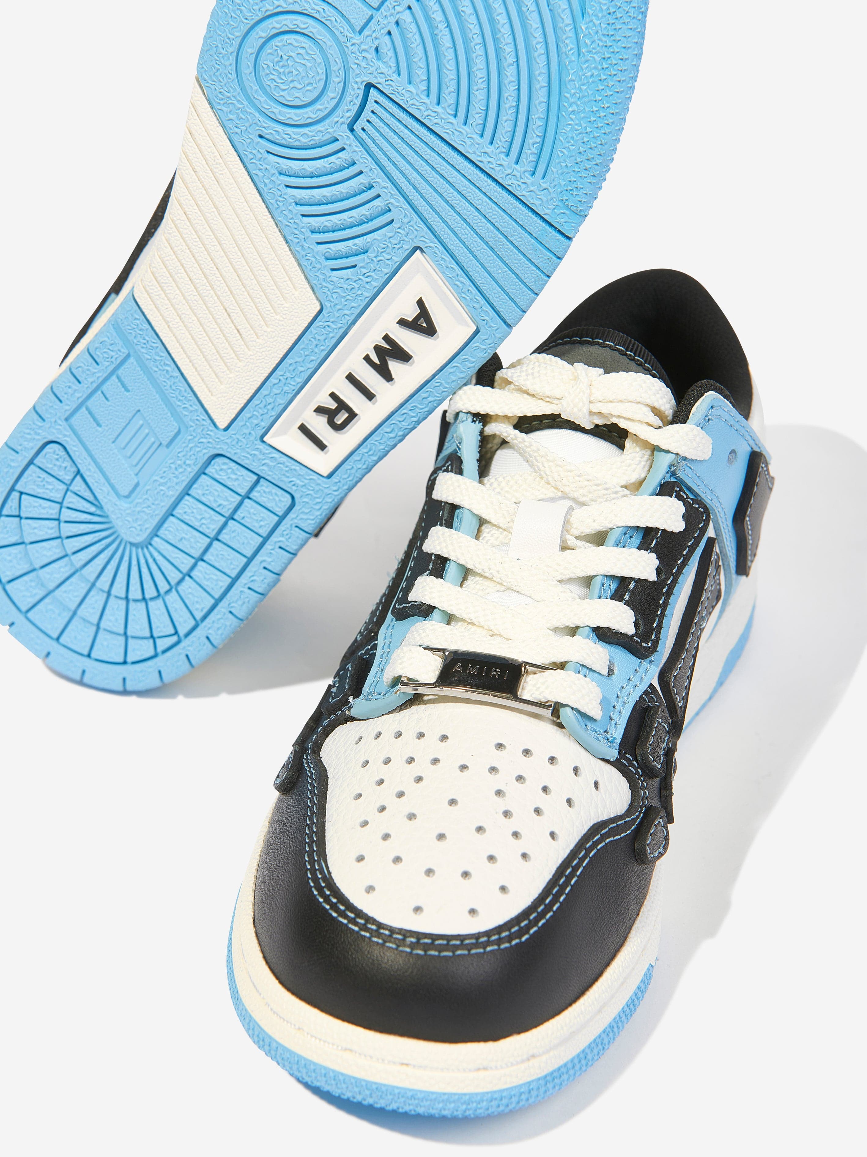 Amiri Boys Leather Skeltop Low Trainers in Blue