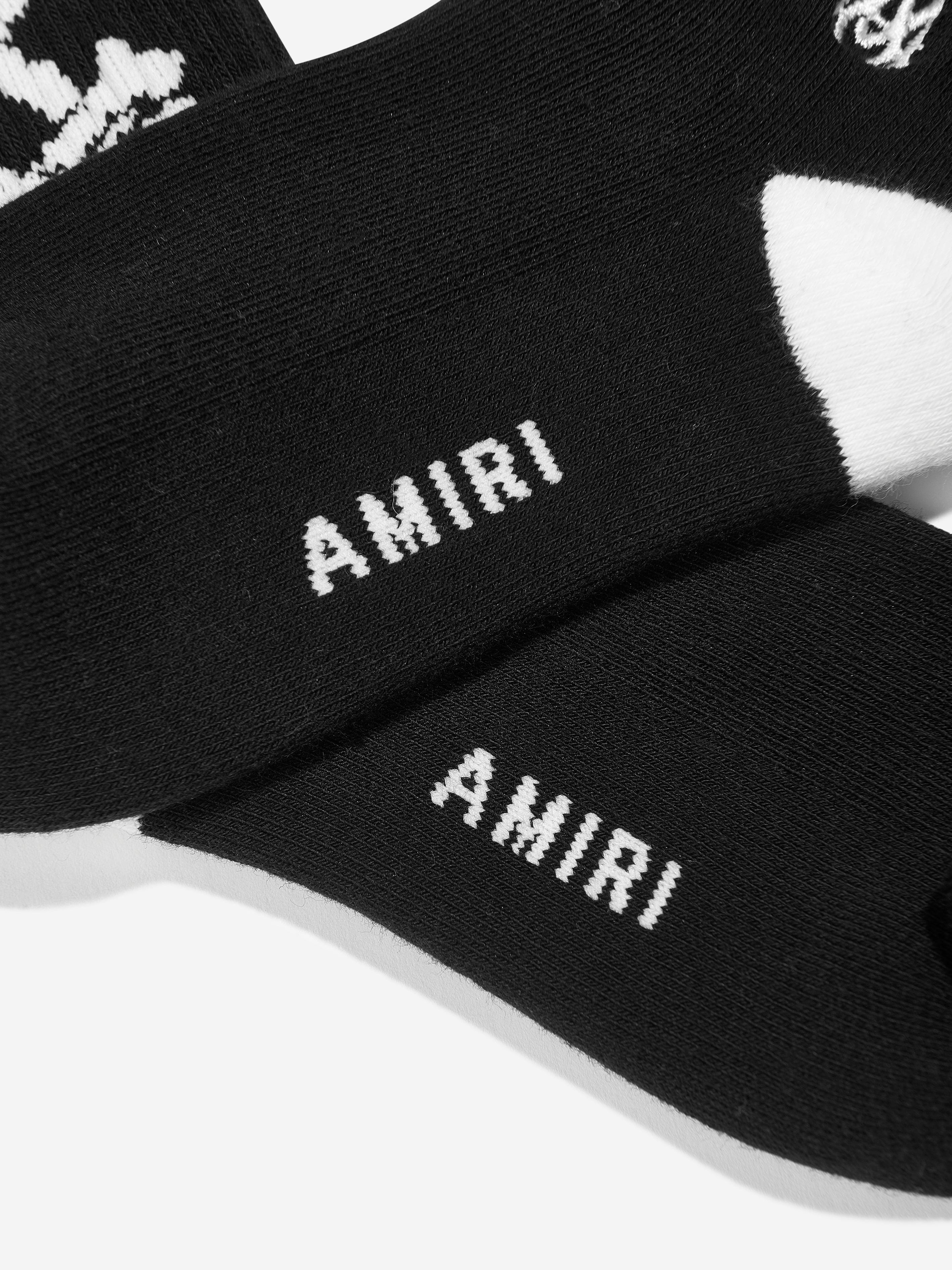 Amiri Kids Stacked Bones Socks in Black