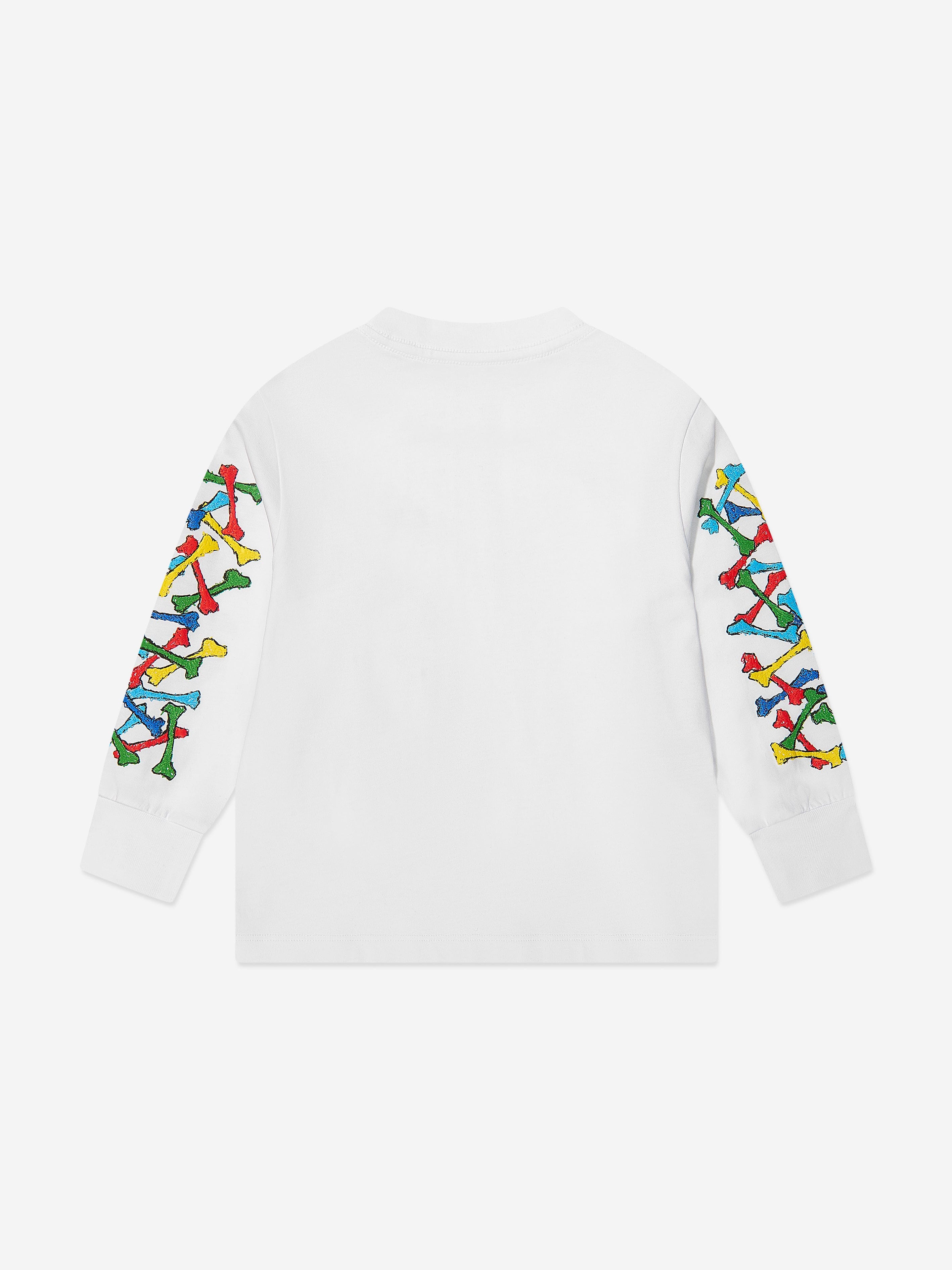 Amiri Kids Bones Scribble Long Sleeve T-Shirt in White