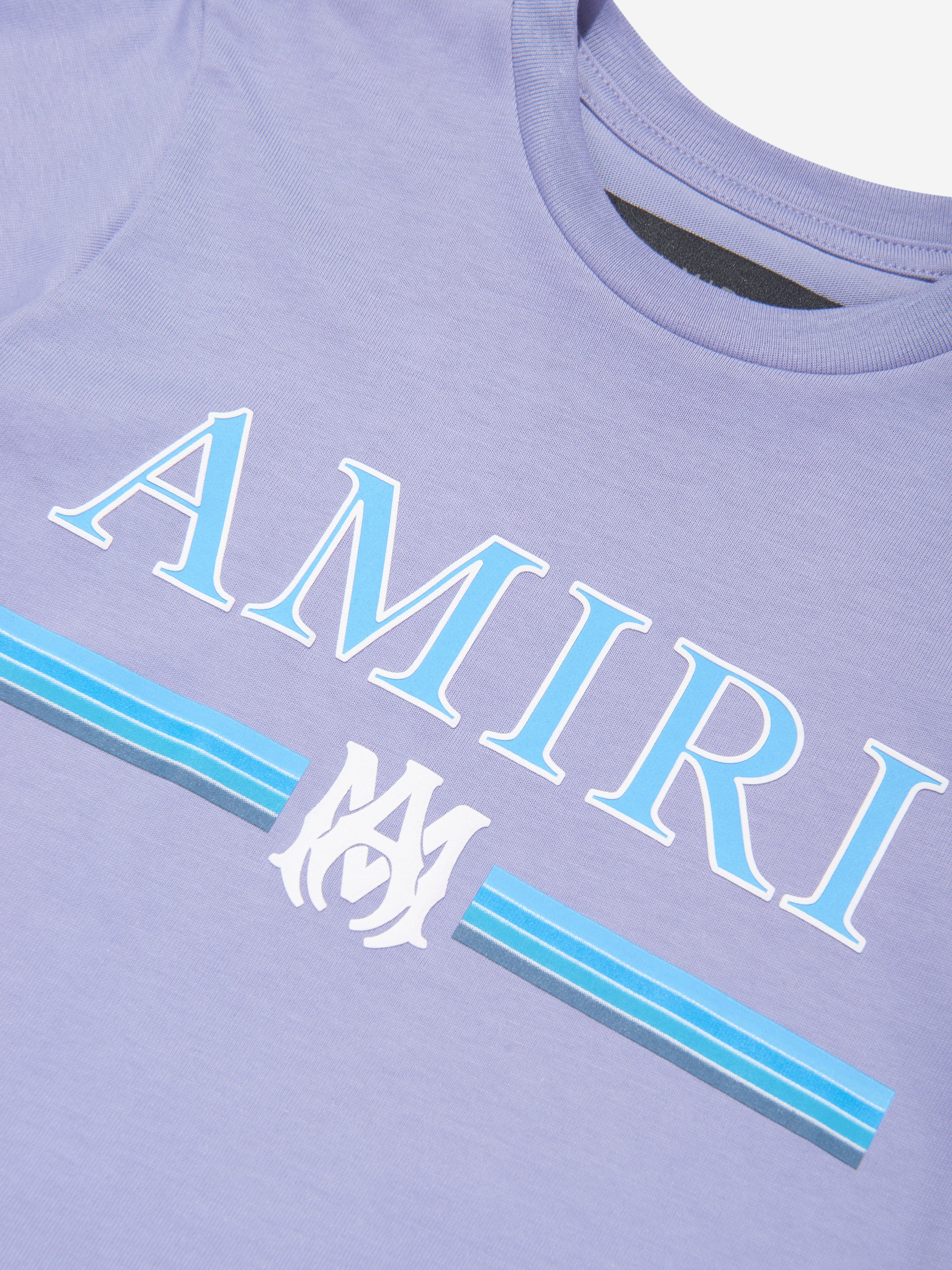 Amiri Kids Bar Logo T-Shirt in Blue