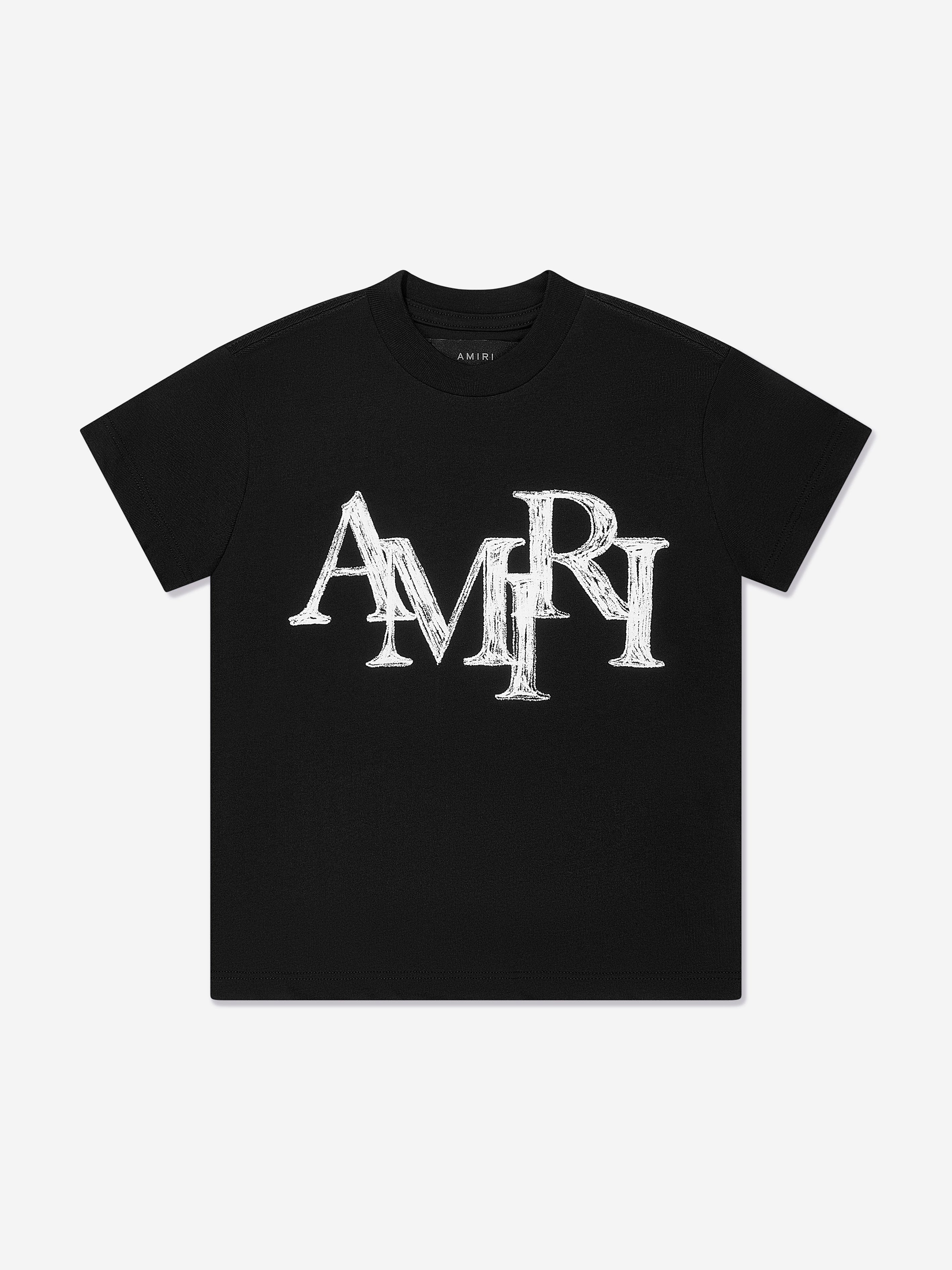 Amiri Kids Staggered Scribble Logo T-Shirt in Black