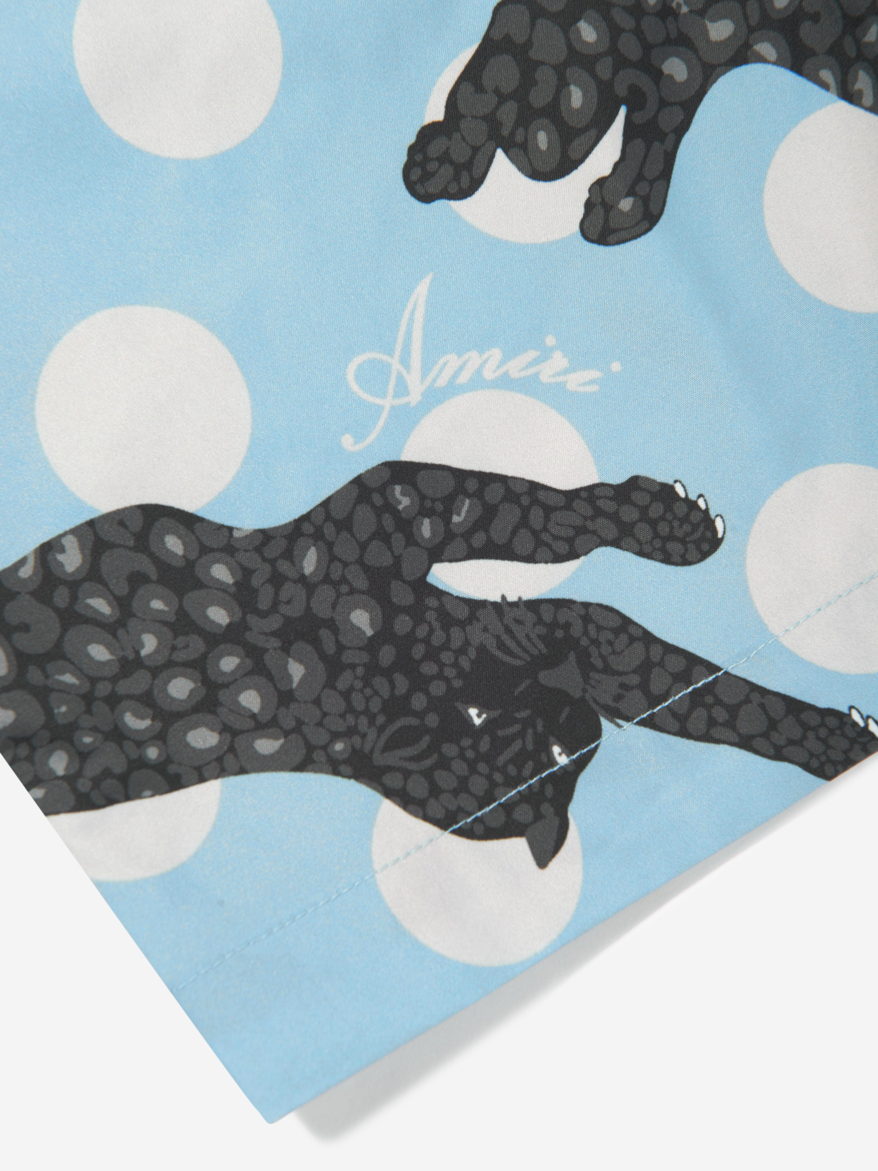 Amiri Boys Leopard Polka Dots Swim Trunks in Blue