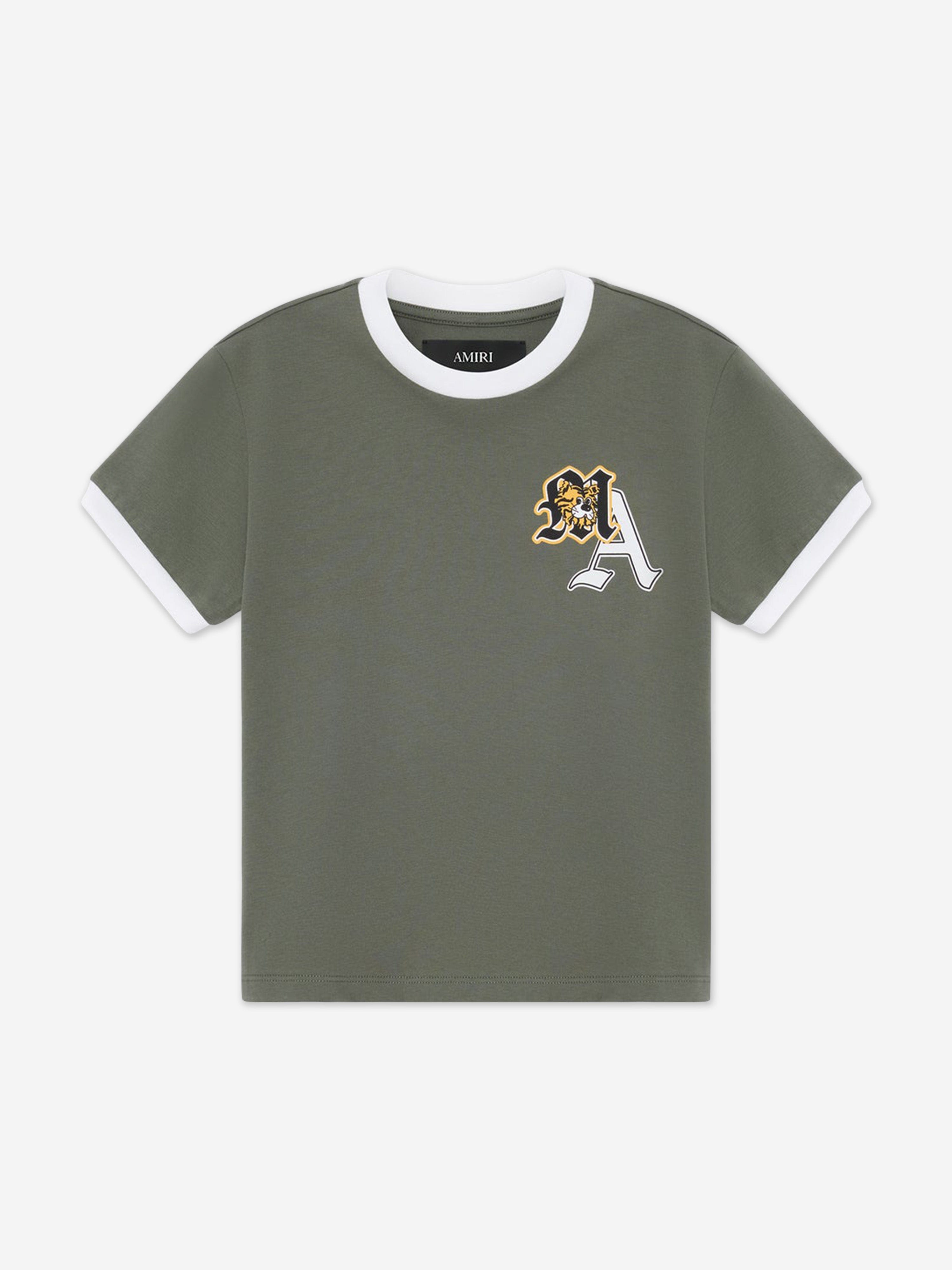 Amiri Kids Varsity Patch Ringer T-Shirt in Green