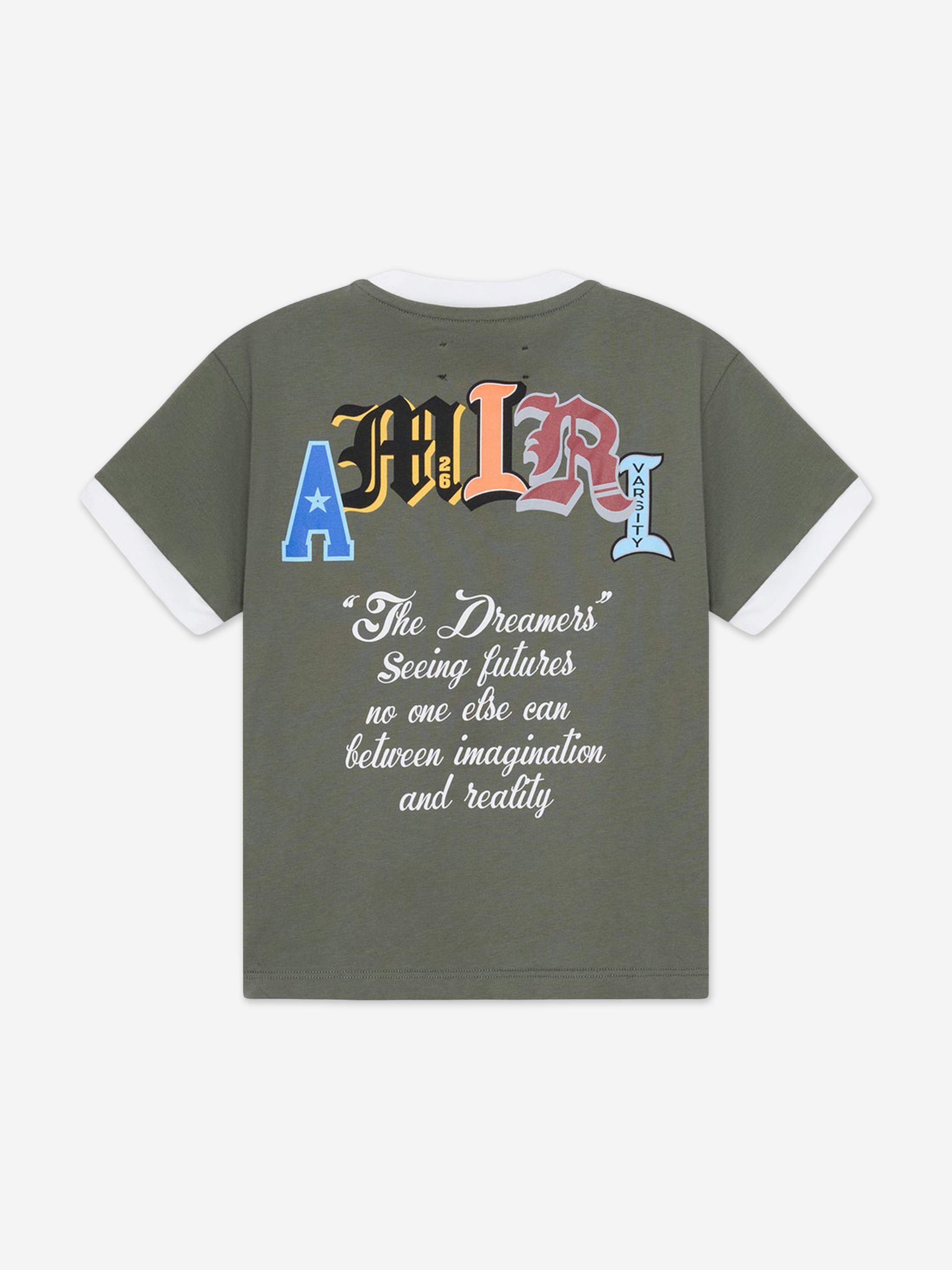 Amiri Kids Varsity Patch Ringer T-Shirt in Green