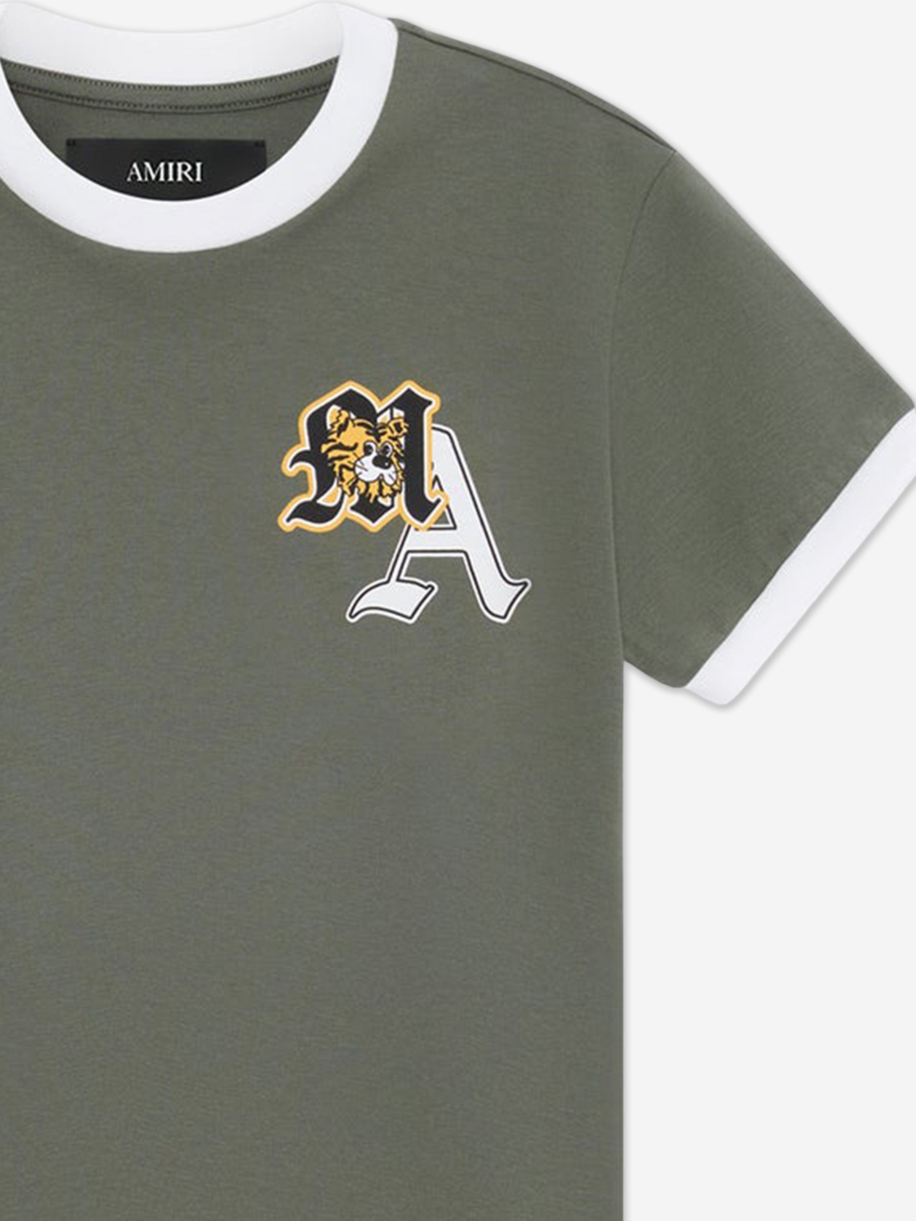 Amiri Kids Varsity Patch Ringer T-Shirt in Green