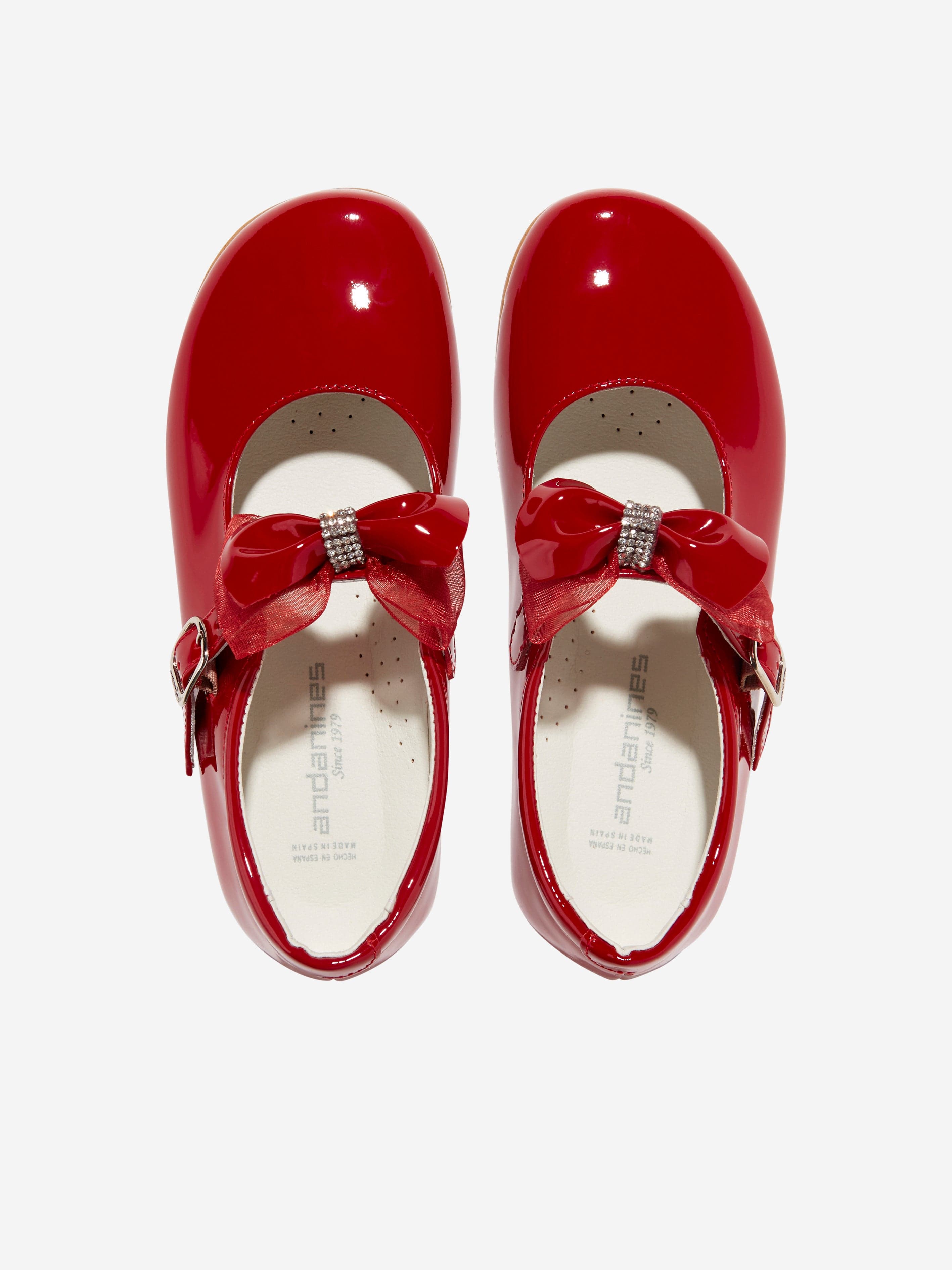 Andanines Girls Mary Jane Shoes With Bow in Red