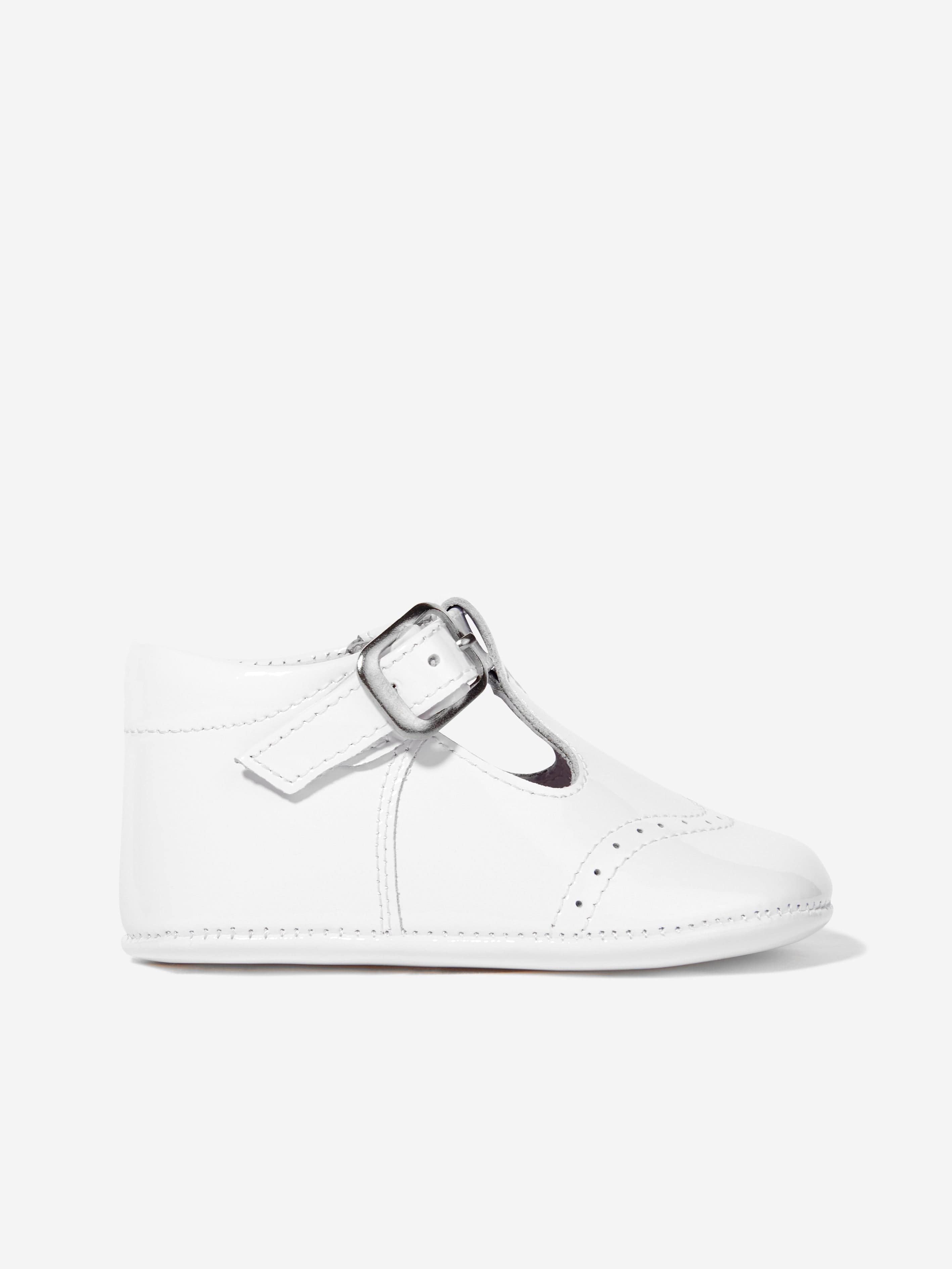 Andanines Baby Patent Leather Pre Walker Shoes in White