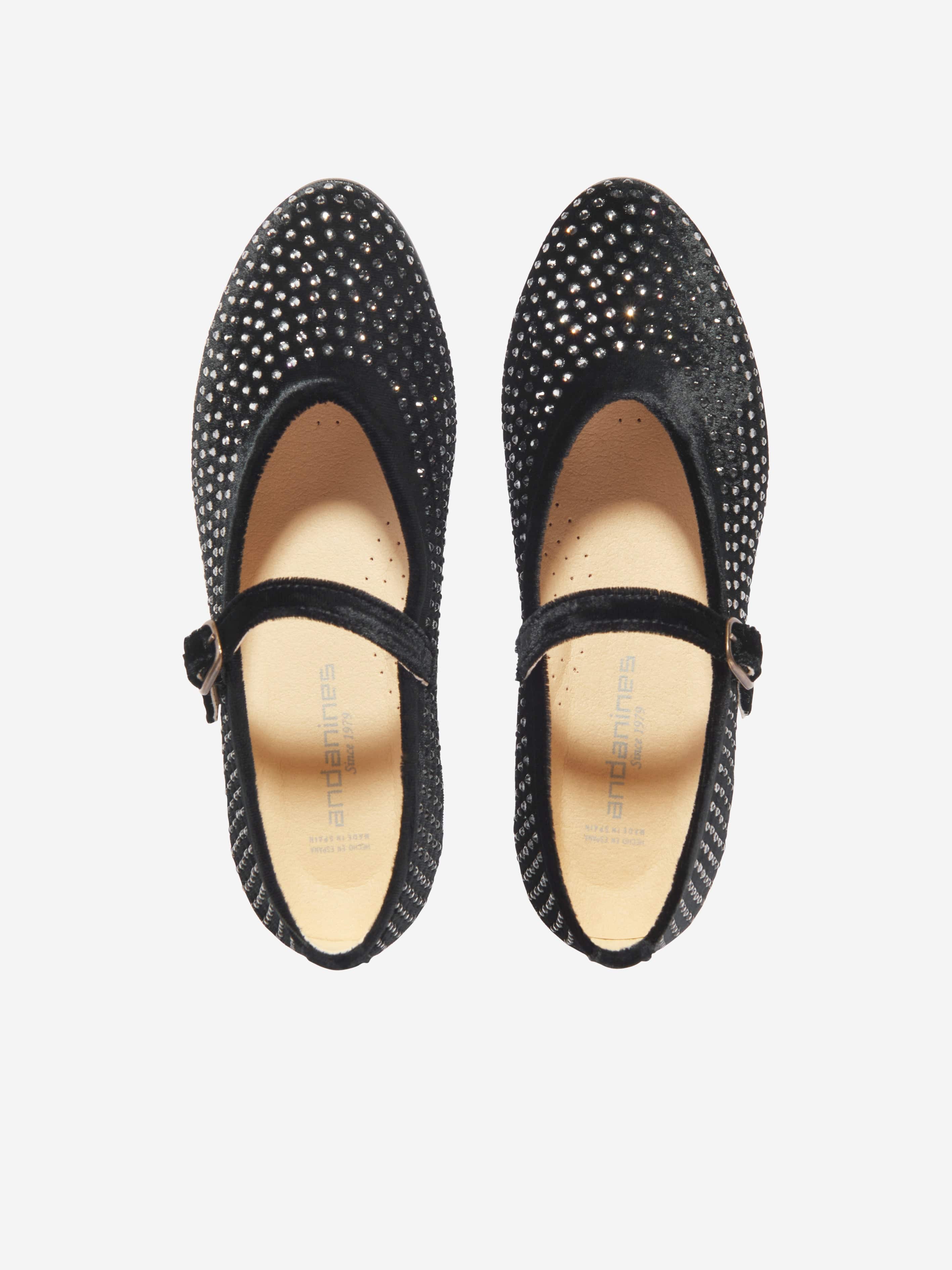 Andanines Girls Diamante Shoes in Black