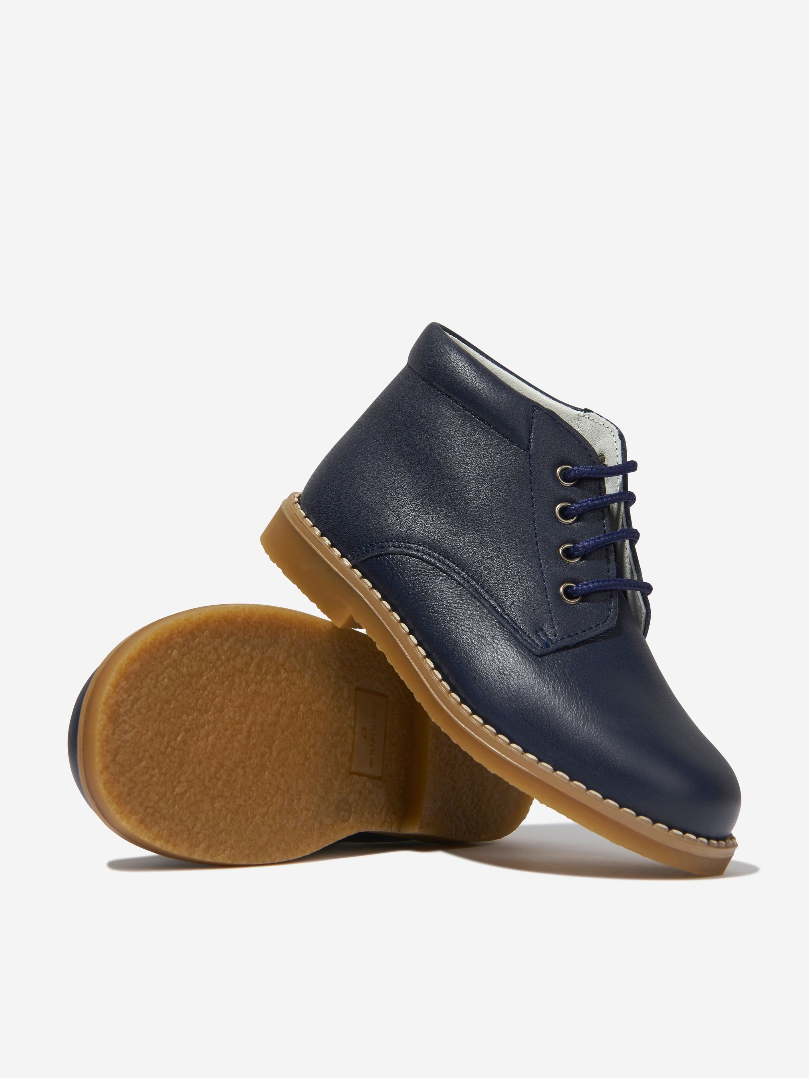 Andanines Boys Lace Up Boots in Navy