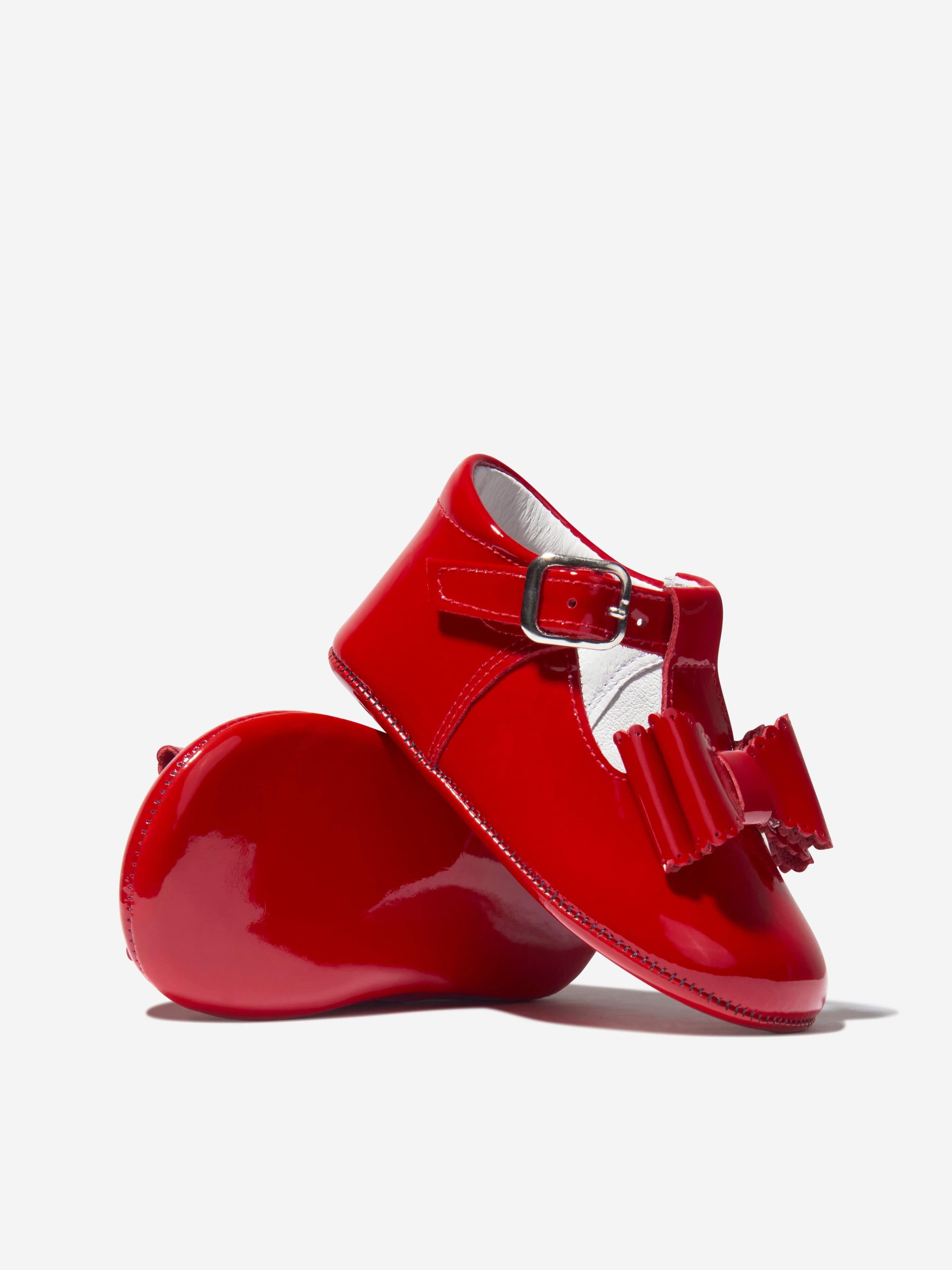 Andanines Baby Girls Patent Leather Bow Shoes