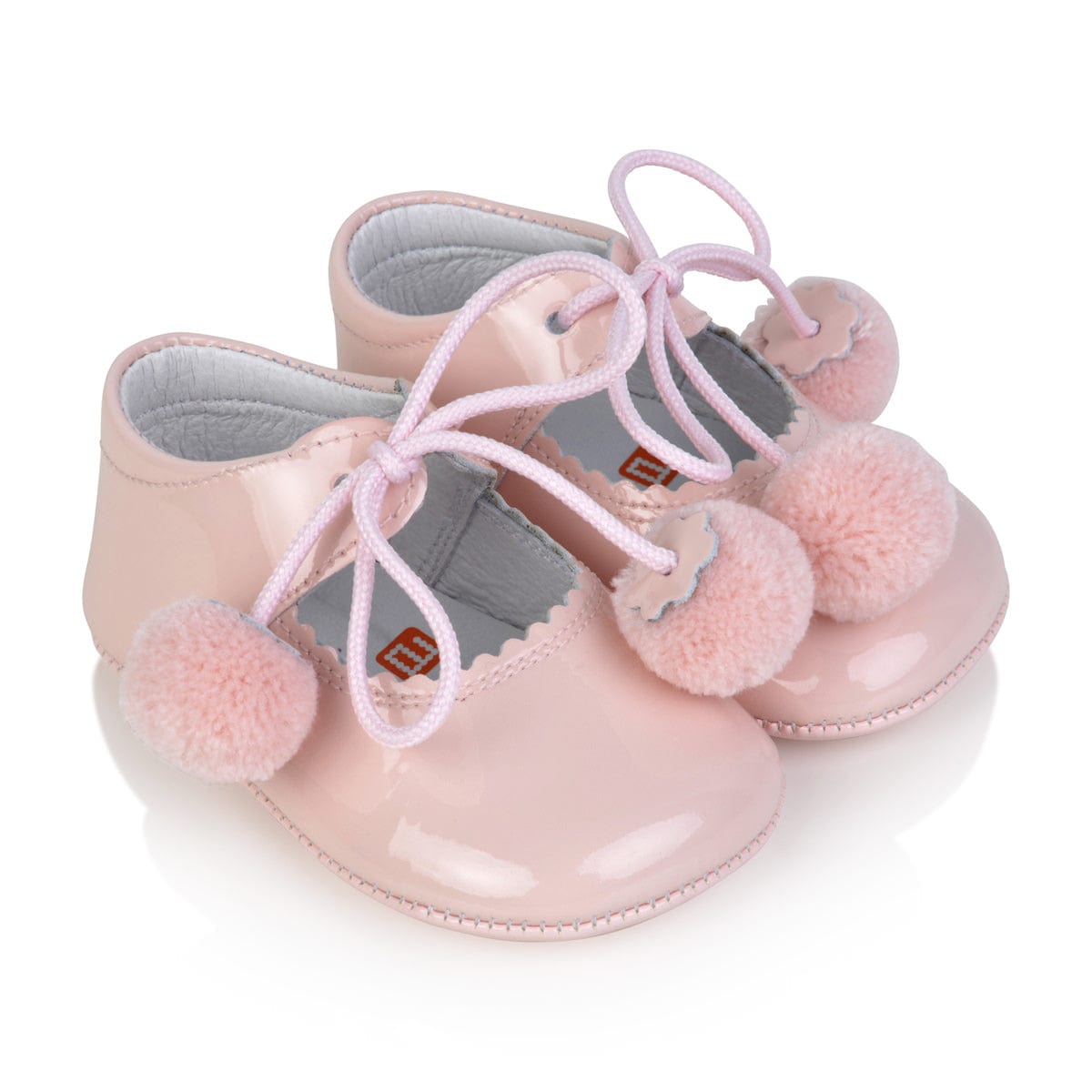 Andanines Baby Patent Pom Pom Pre Walkers