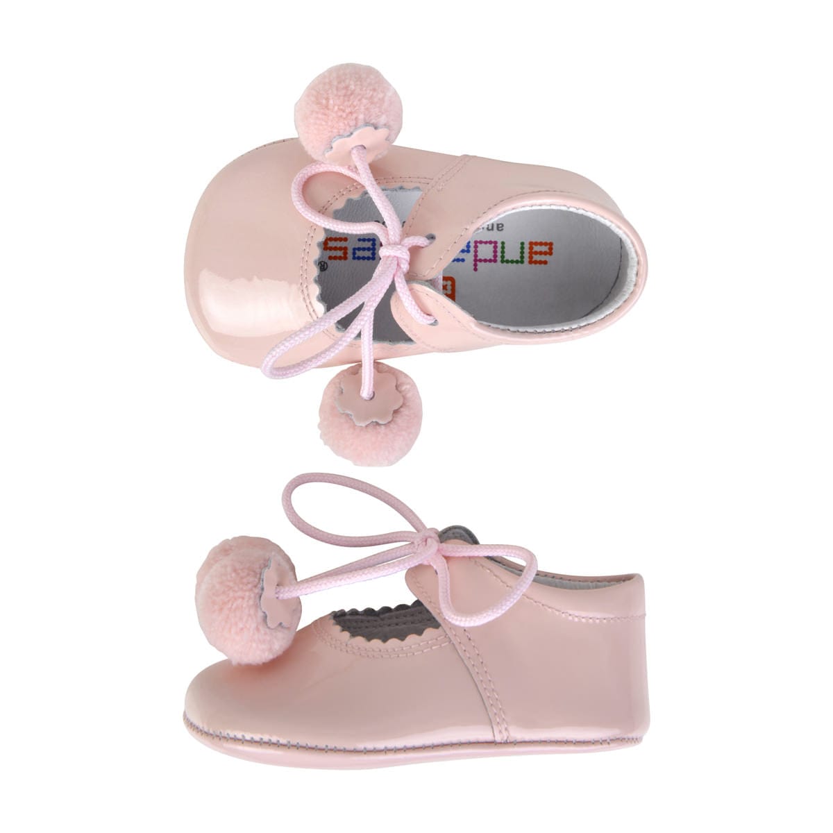 Andanines Baby Patent Pom Pom Pre Walkers