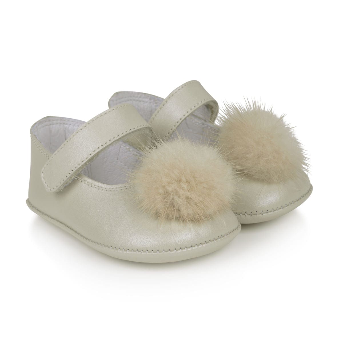 Andanines Baby Leather Pre Walkers With Pom Pom