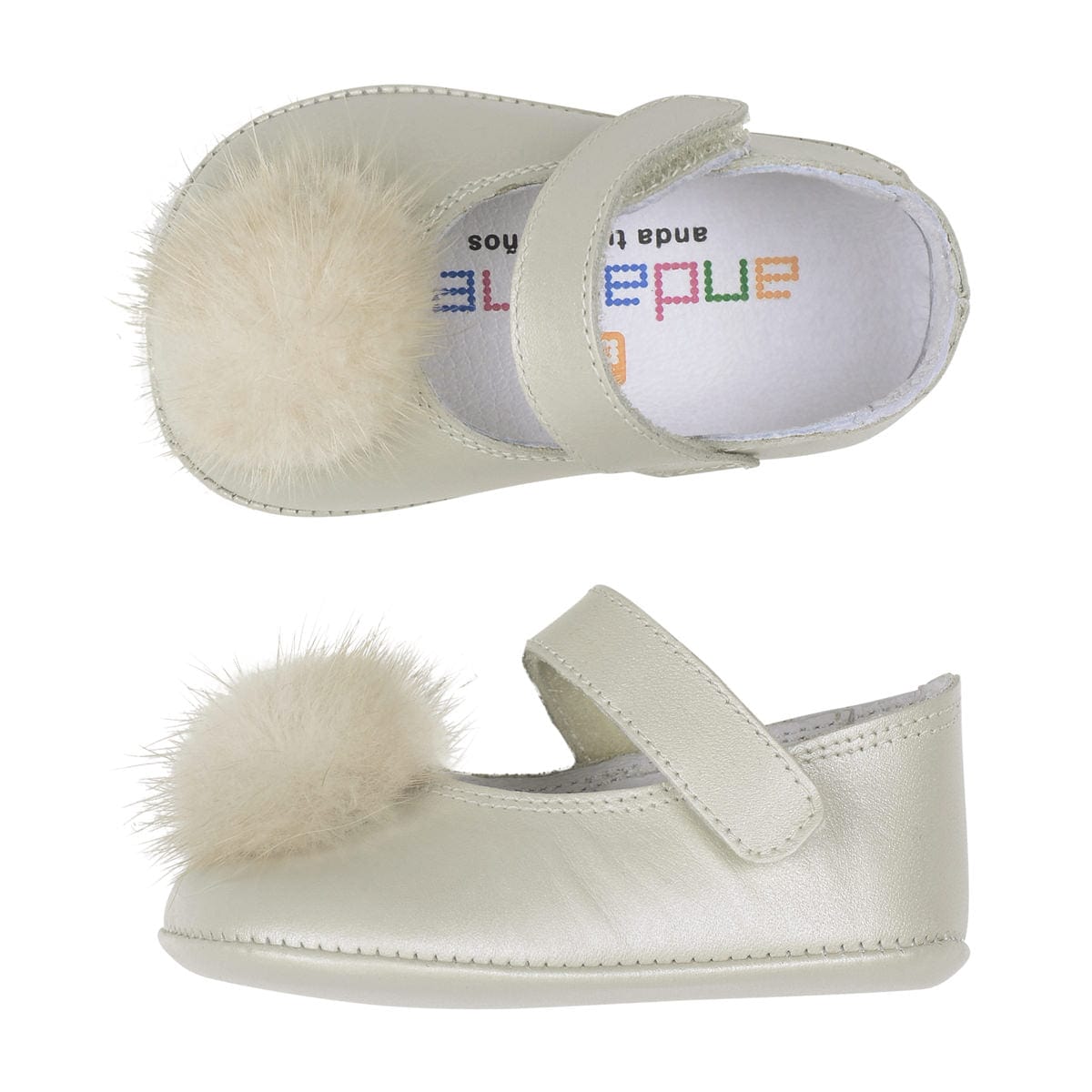 Andanines Baby Leather Pre Walkers With Pom Pom