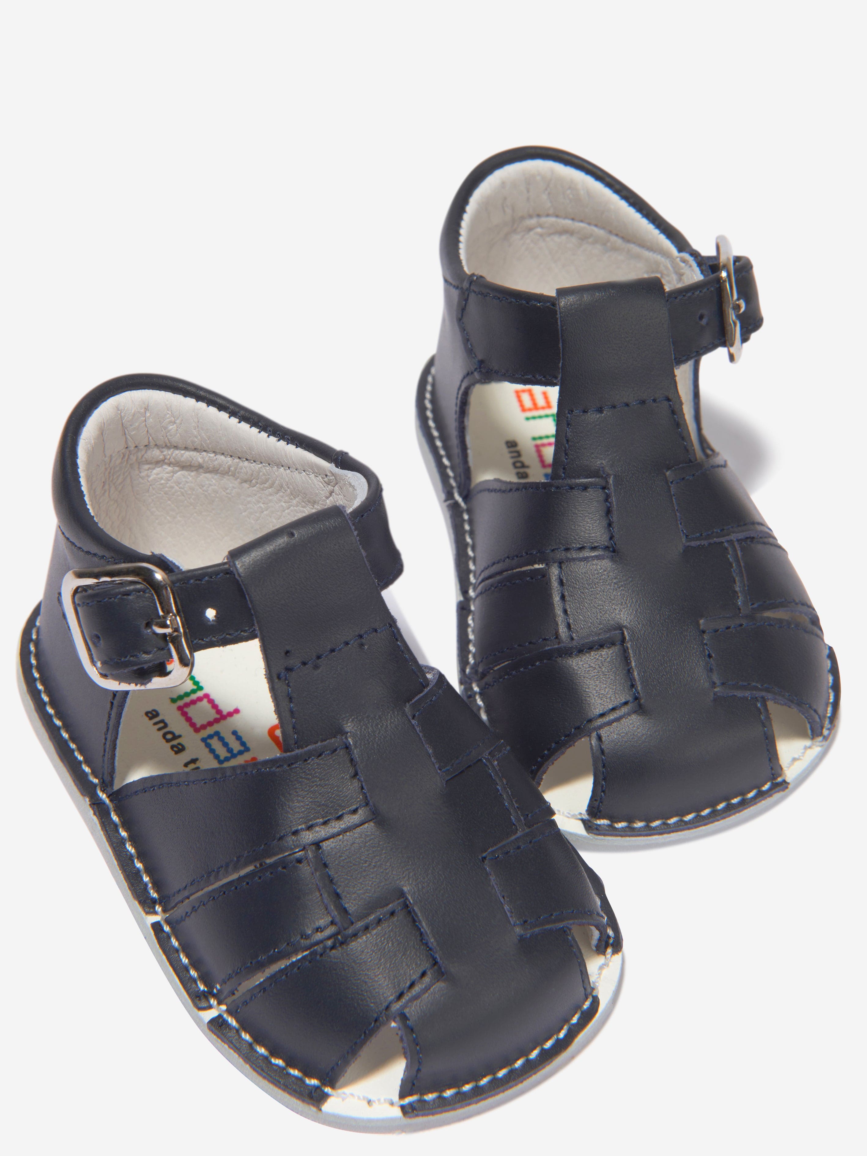 Andanines Baby Boys Leather Sandals in Navy