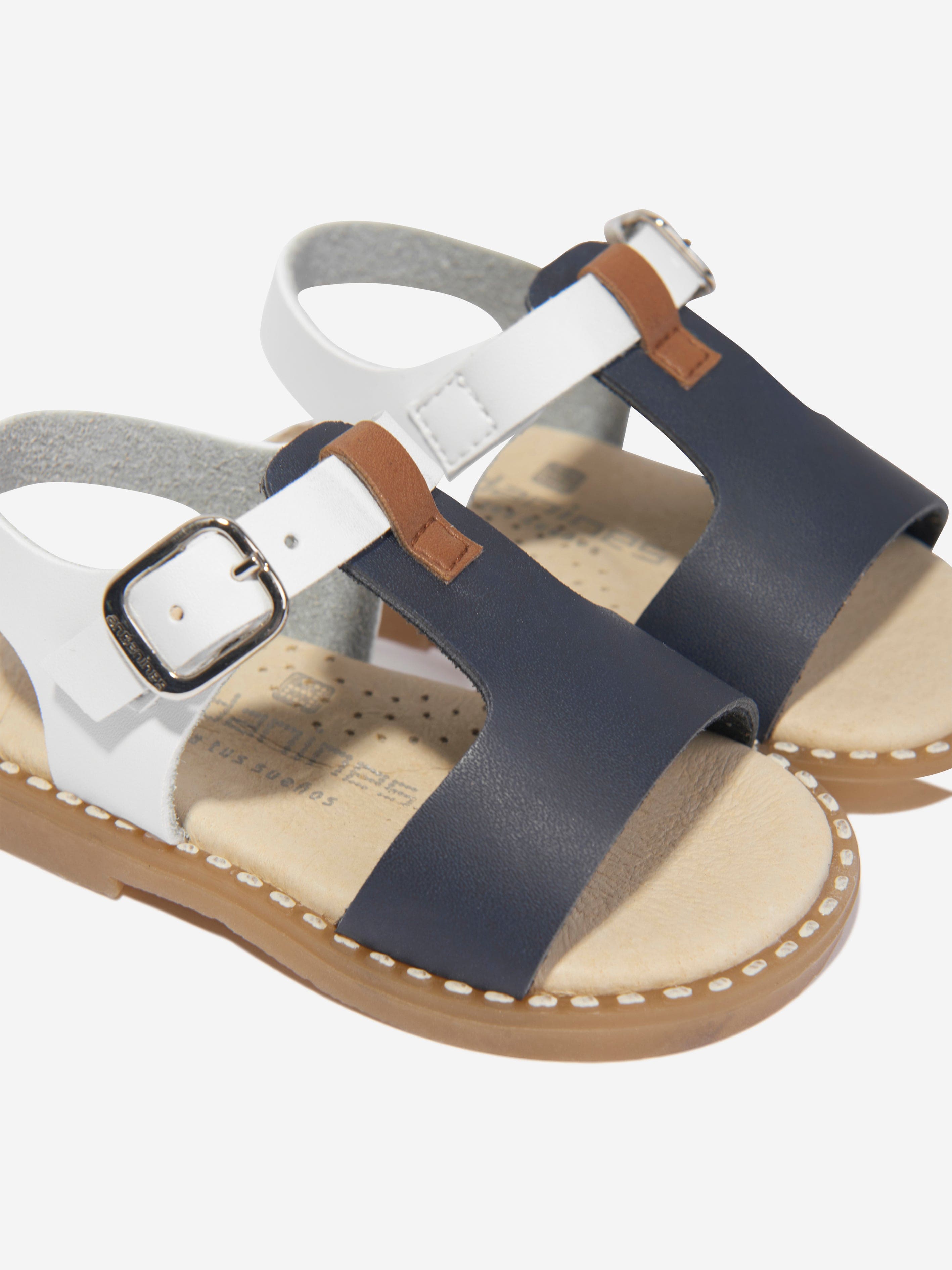 Andanines Kids Leather Sandals in Navy