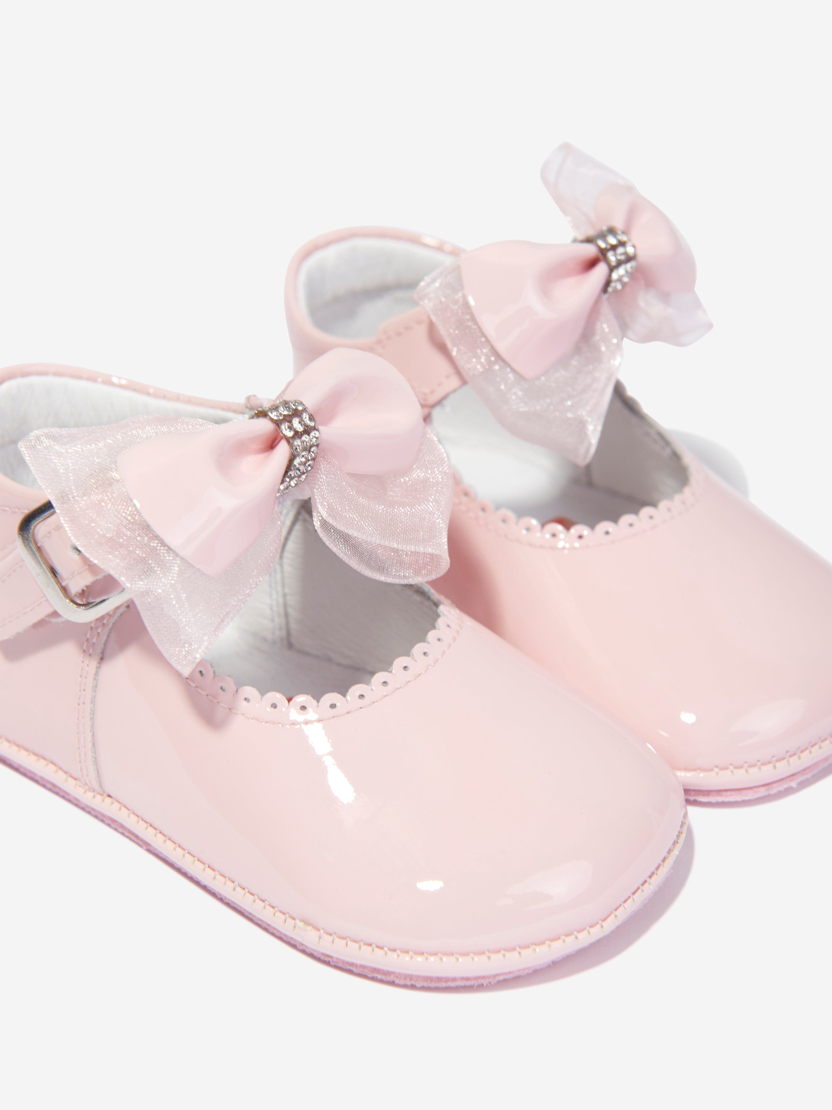 Andanines Baby Girls Leather Bow Shoes in Pink