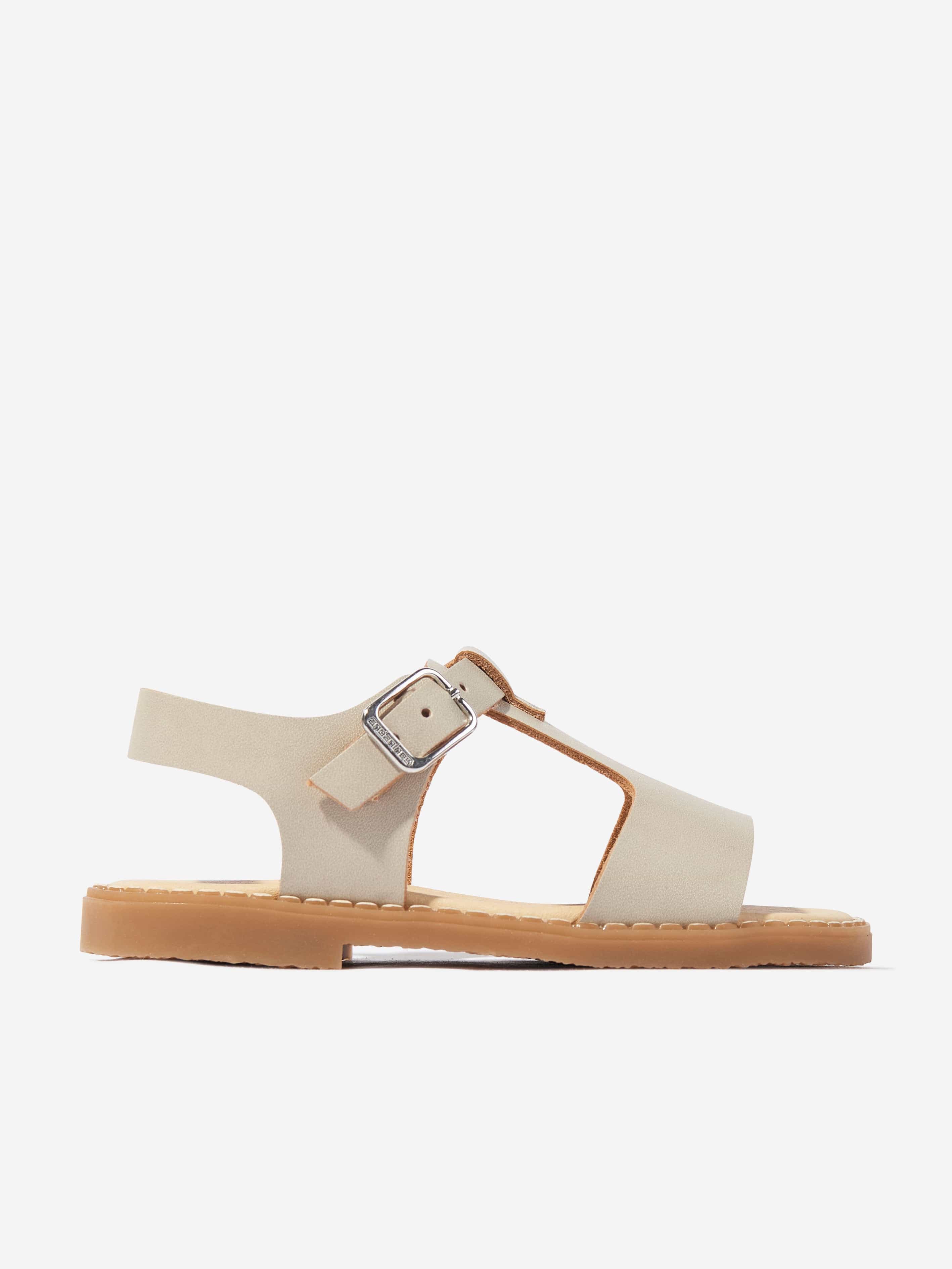 Andanines Kids Leather Sandals in Beige