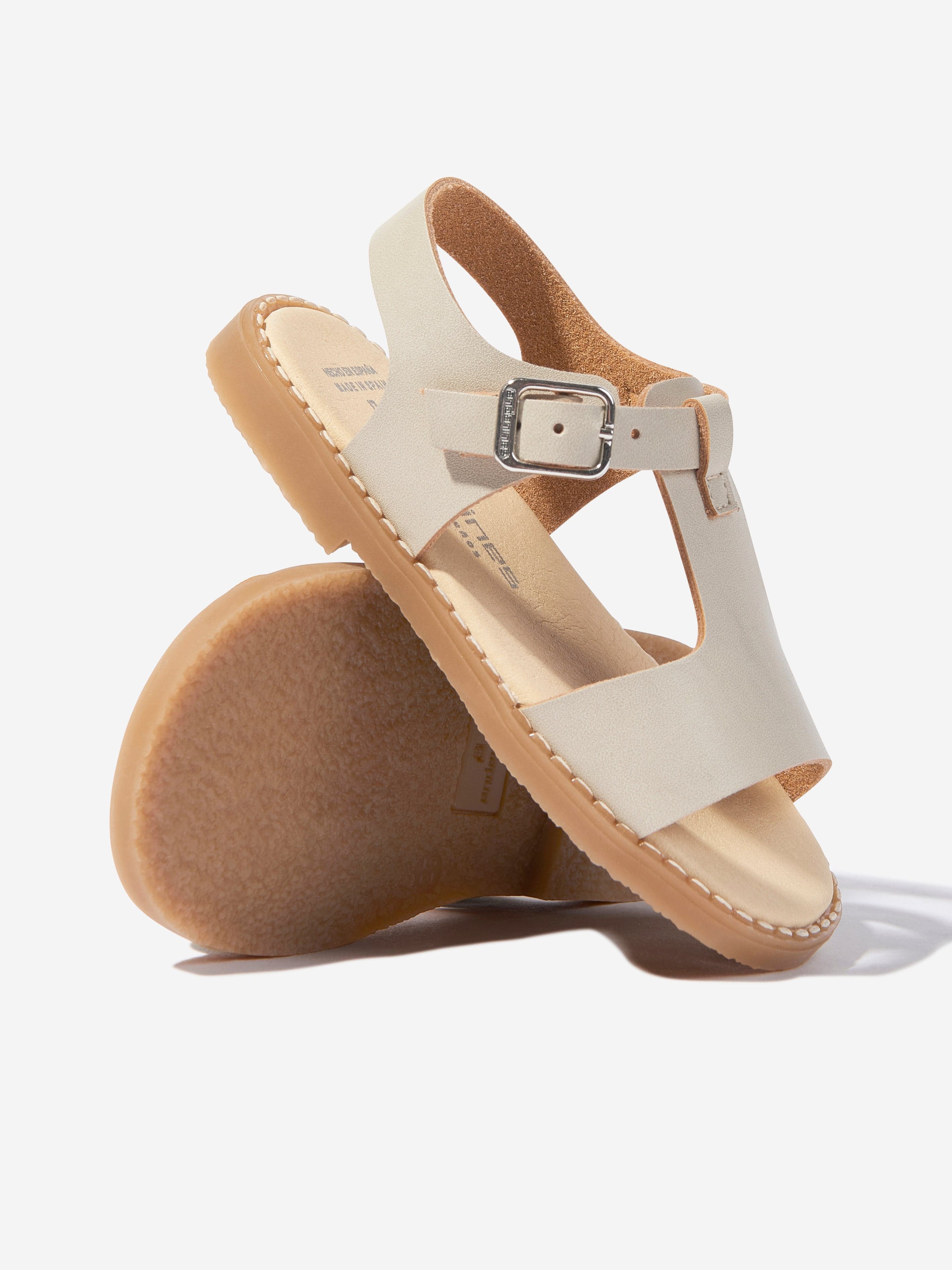 Andanines Kids Leather Sandals in Beige