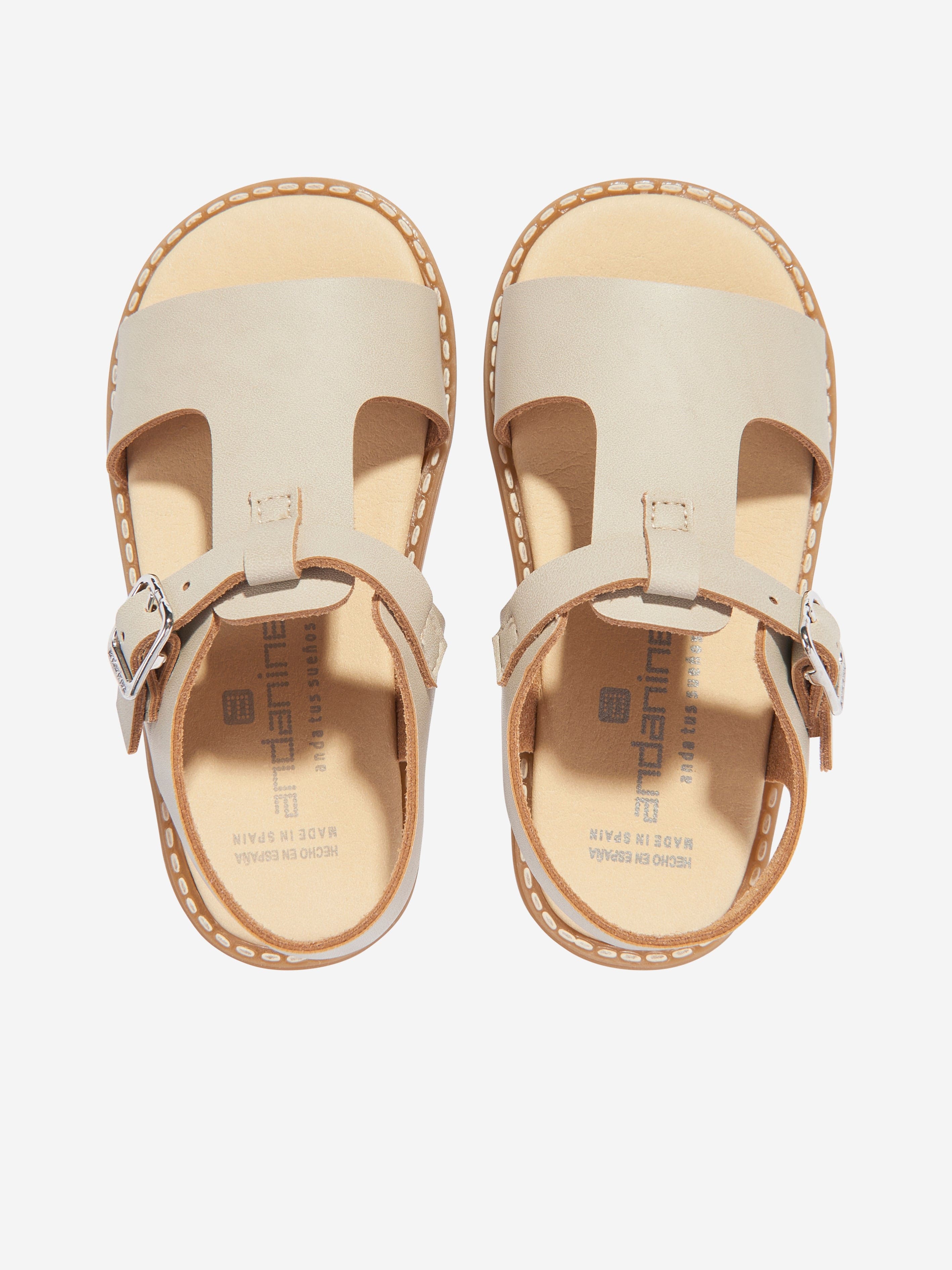 Andanines Kids Leather Sandals in Beige