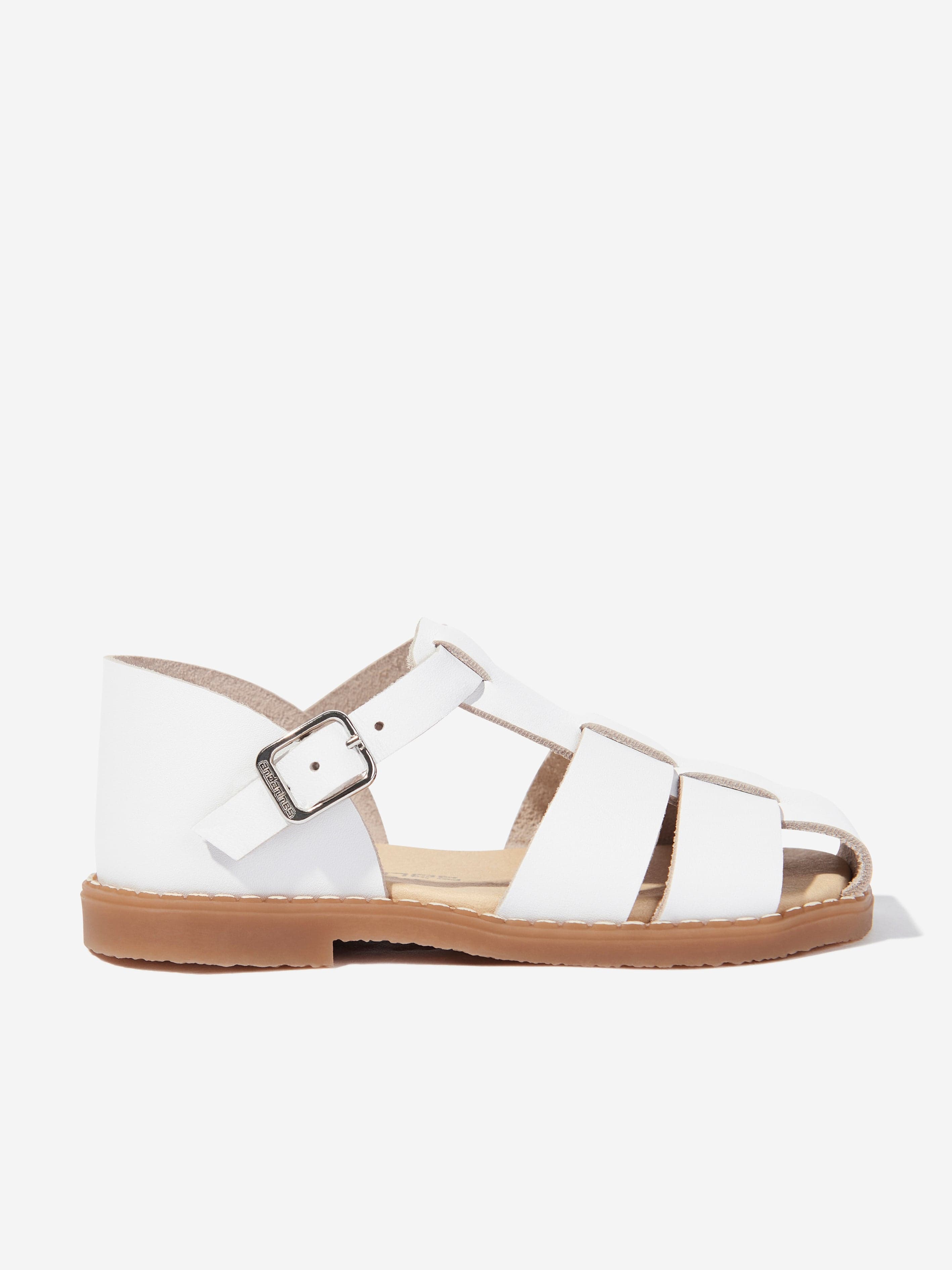 Andanines Kids Leather Sandals in White