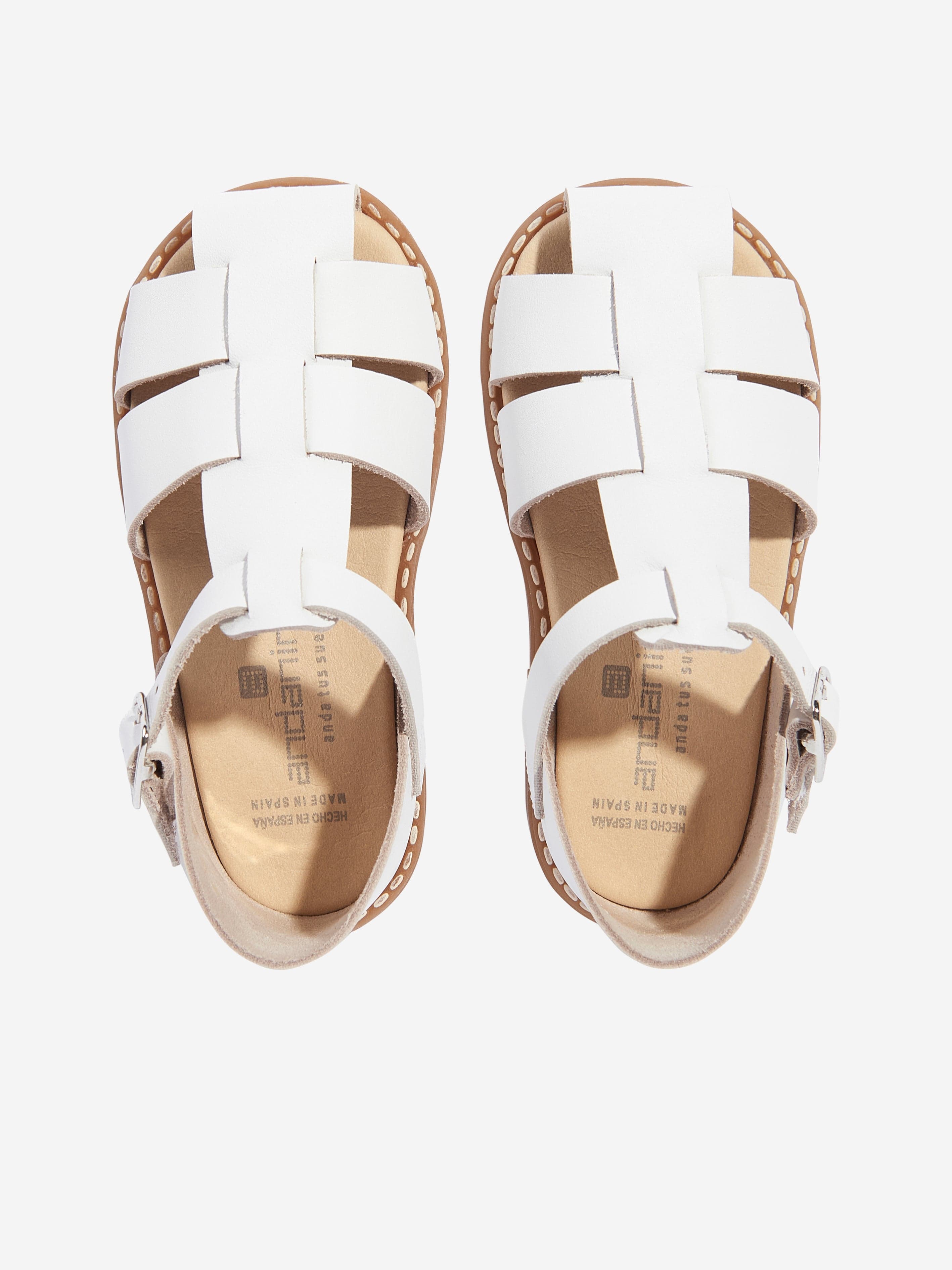 Andanines Kids Leather Sandals in White