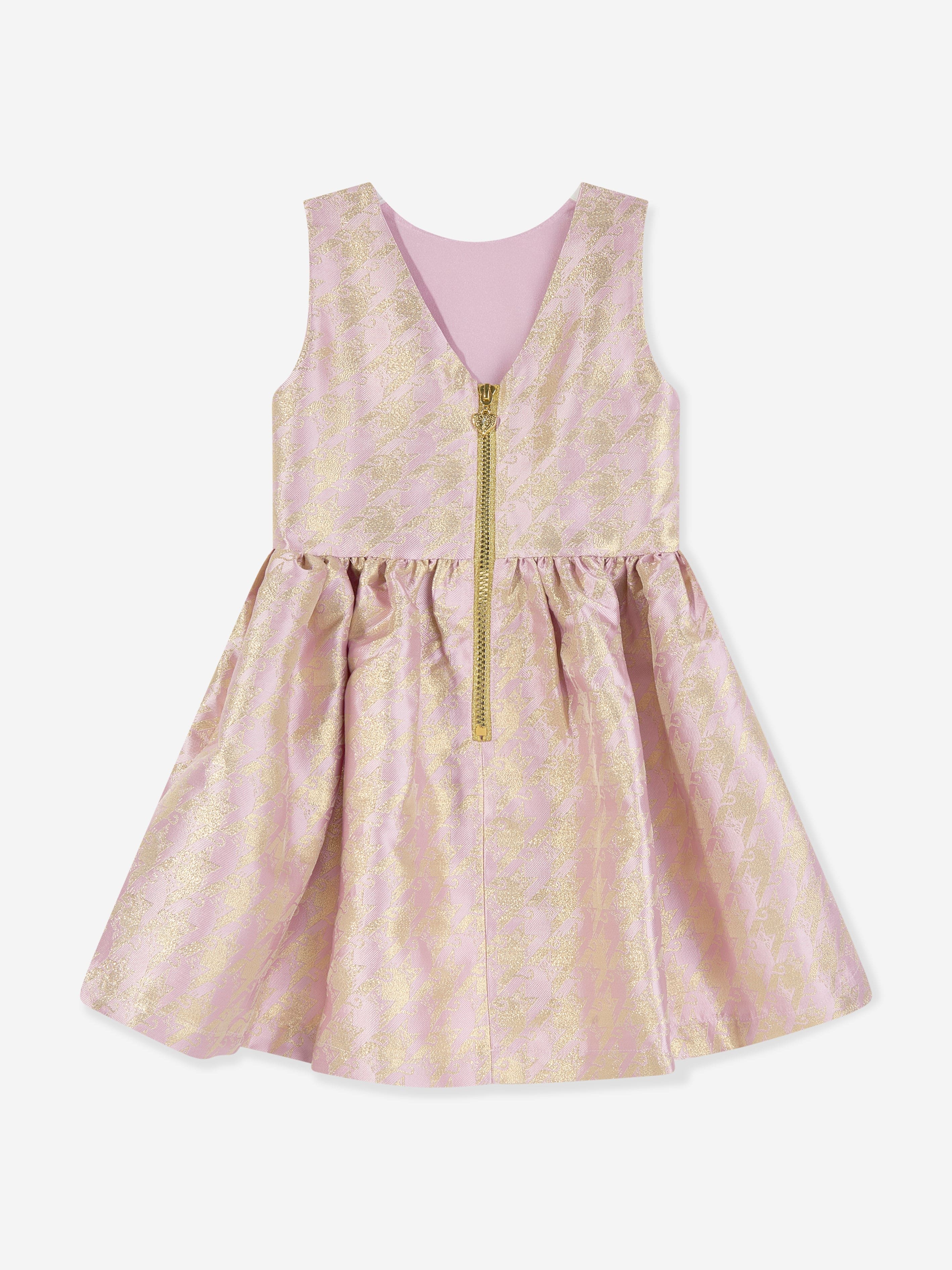 Angels Face Girls Cat Jacquard Dress in Pink