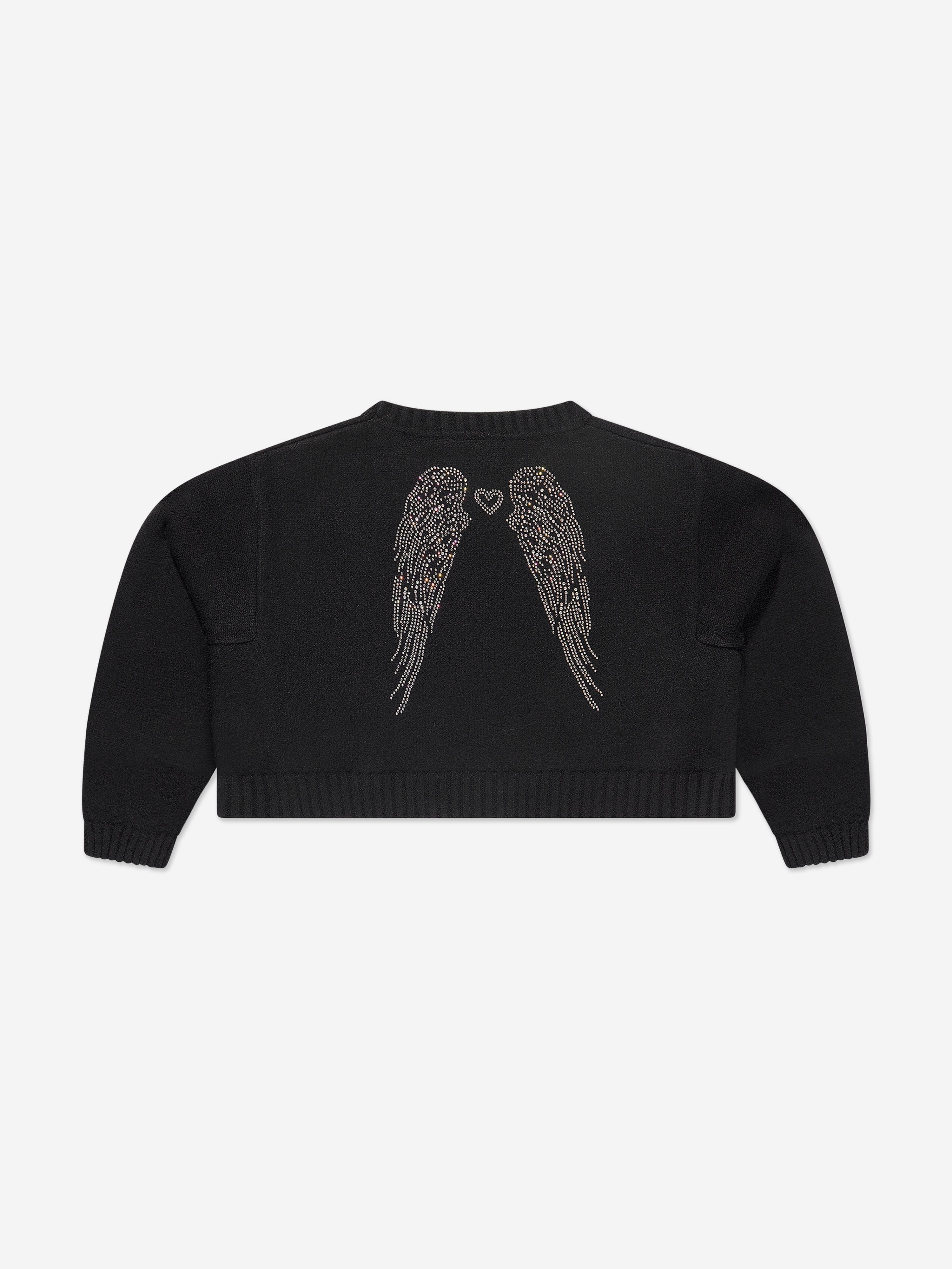 Angels Face Girls Roberta Cropped Zebra Jumper With Wings in Black