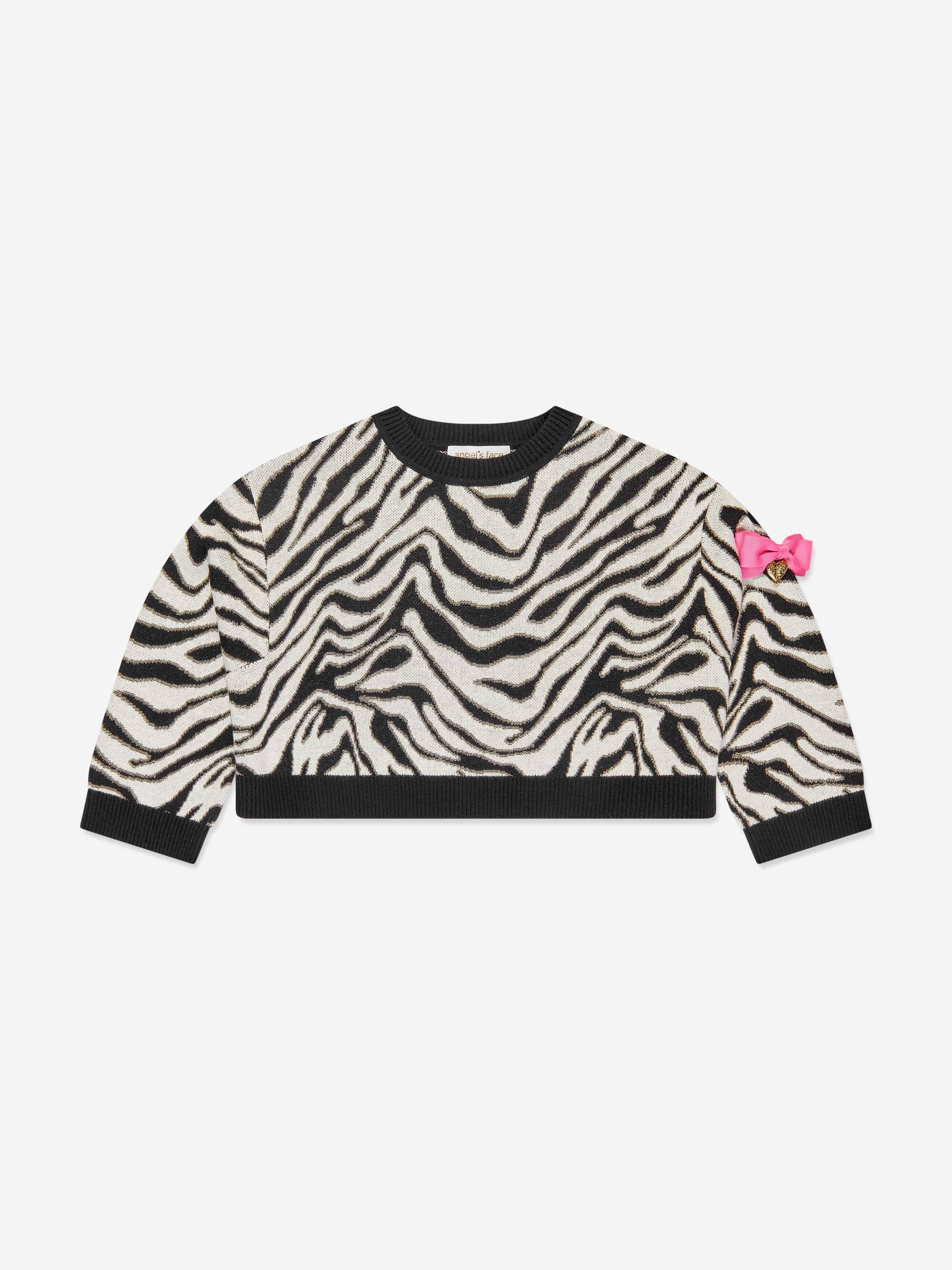 Angels Face Girls Roberta Cropped Zebra Jumper White