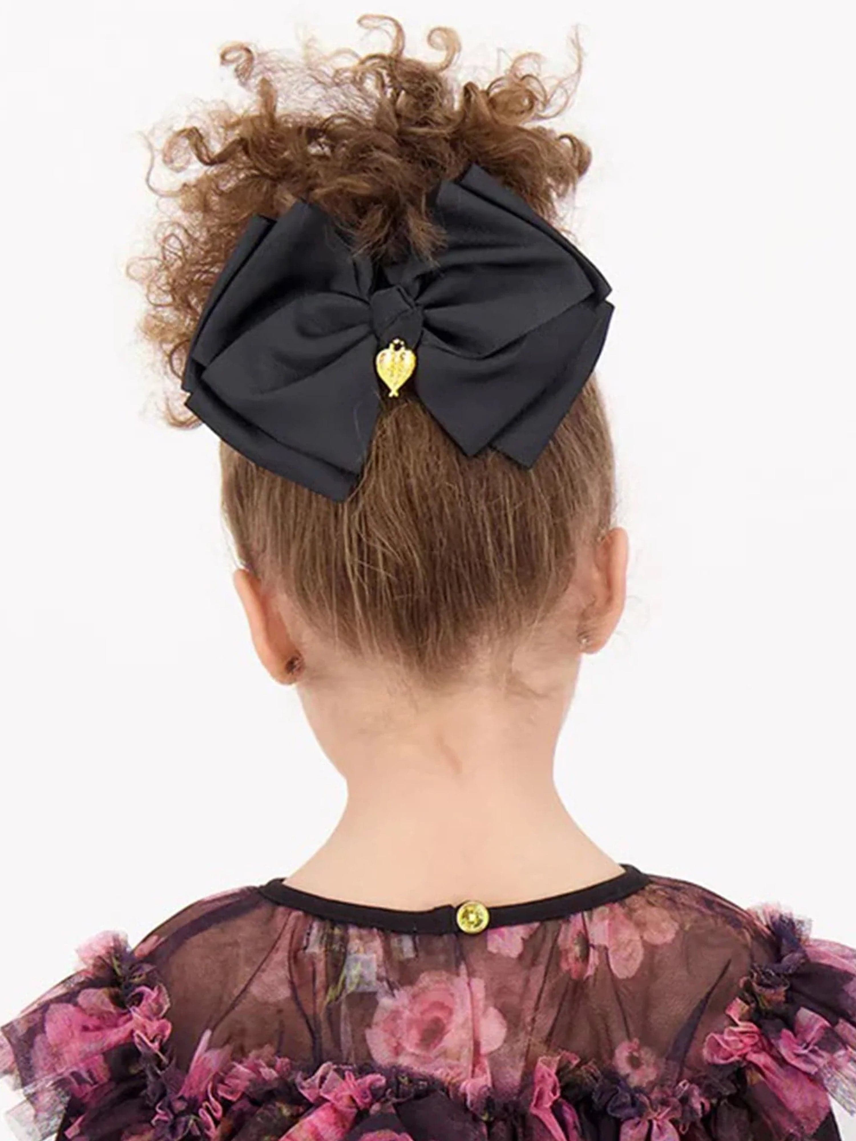 Girls Giant Bow Hair Clip in Black