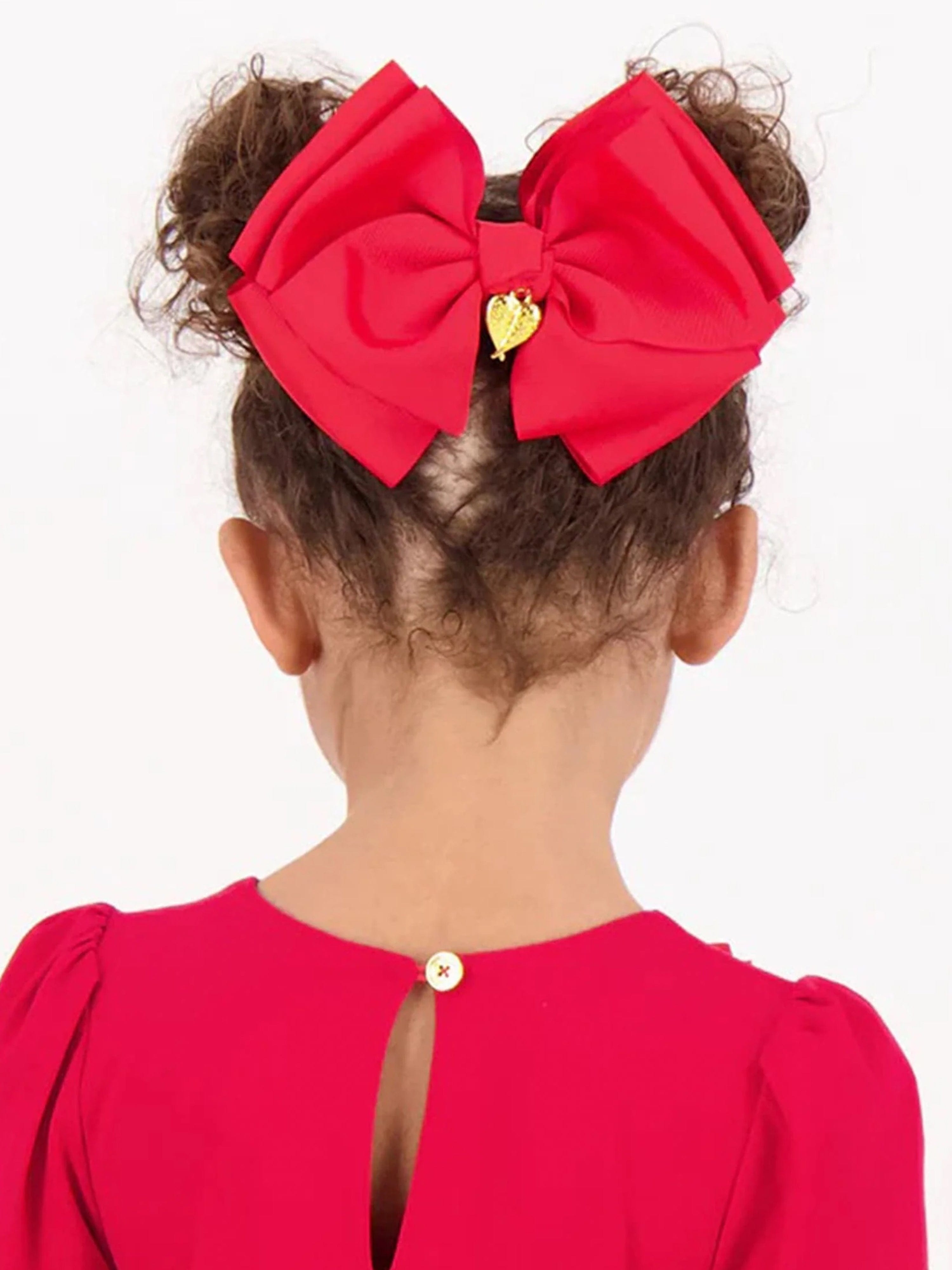 Girls Giant Bow Hair Clip in Red